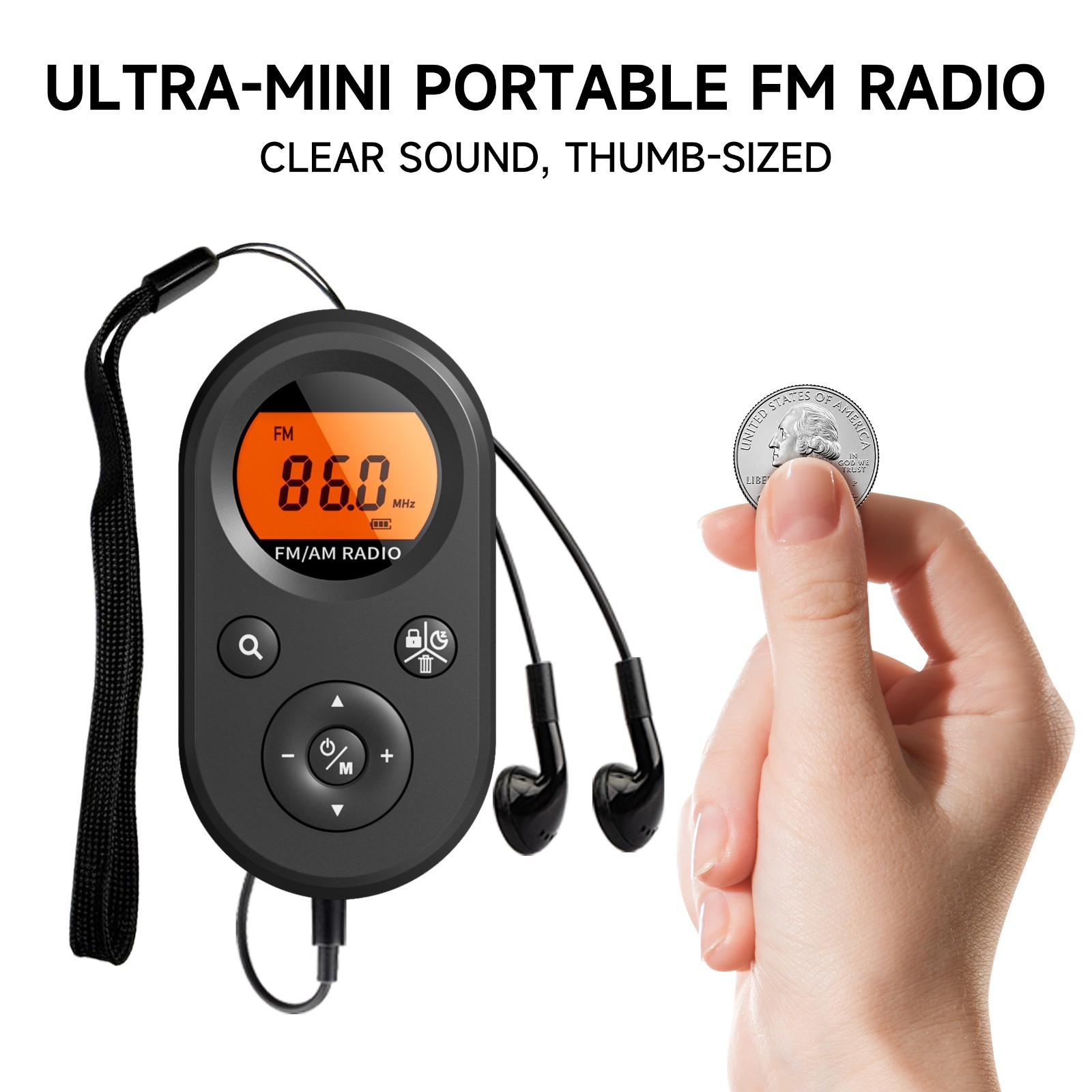 UMUTOO MINI01 AM/FM Pocket Radio – Rechargeable, Sleep Timer, Backlit LCD, Gift