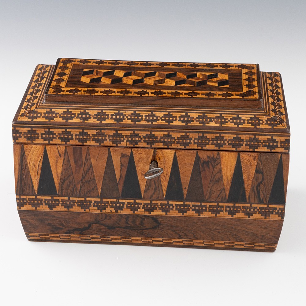 Two Compartment Tunbridge Ware Tea Caddy c186o