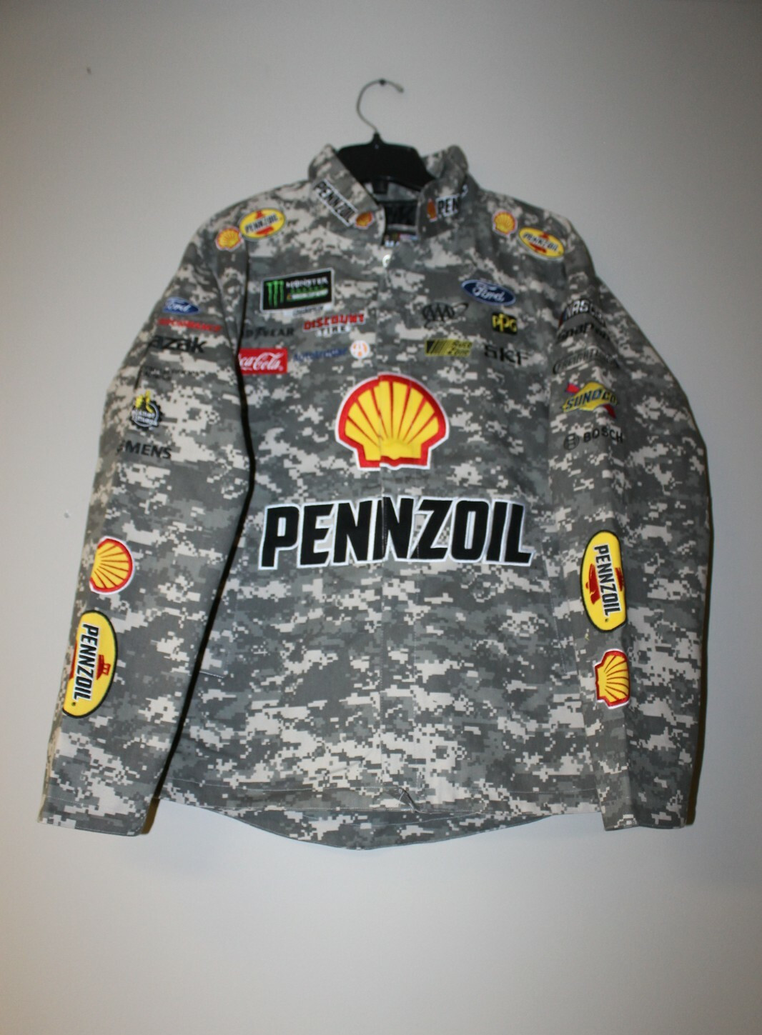 New Joey Logano #22 Pennzoil camouflage NASCAR twill cotton jacket men\'s L