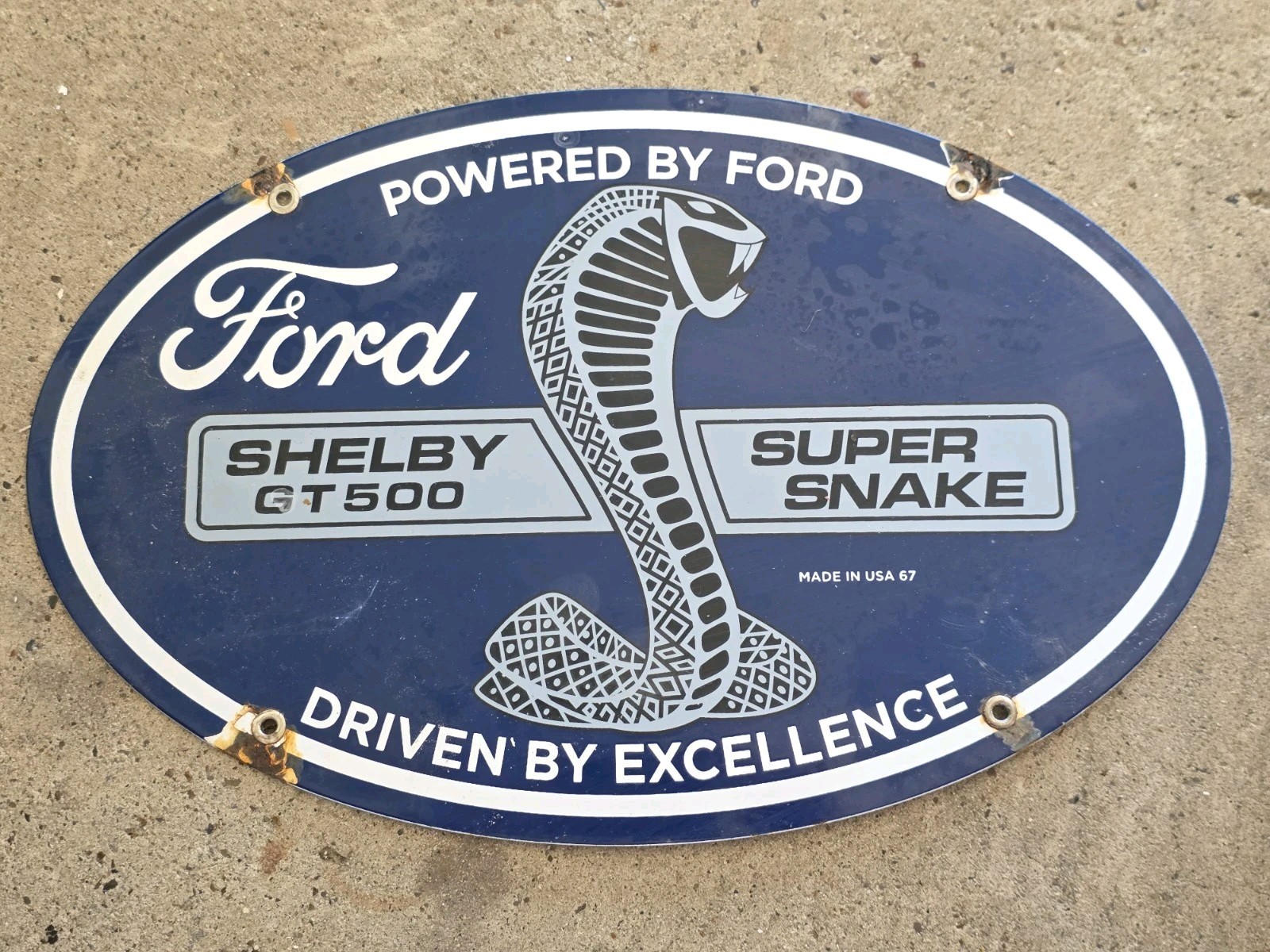 VINTAGE FORD SHELBY COBRA PORCELAIN  SIGN GAS STATION PUMP PLATE OIL. 15