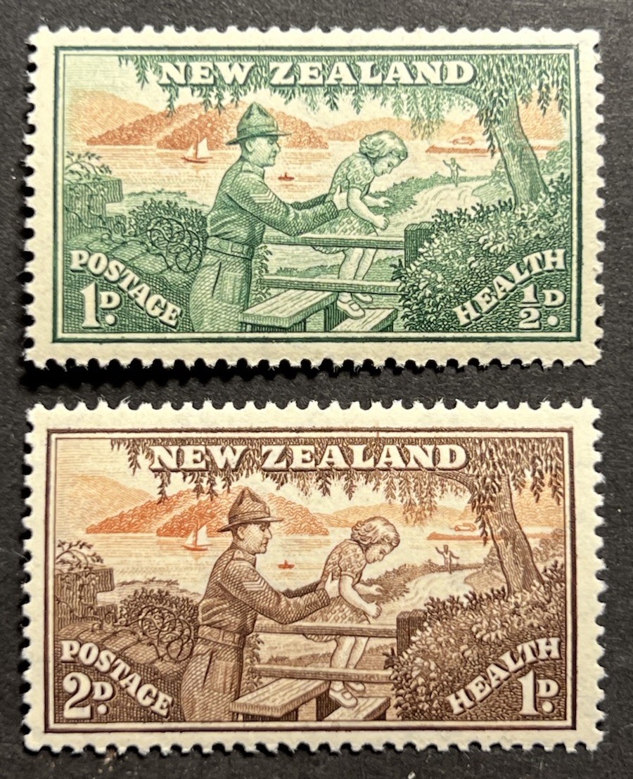 Travelstamps:1946 New Zealand Stamps Sc #B28-B29 Health/Soldier with Child MNH Travelstamps:1946 New Zealand Stamps Sc #B28-B29 Health/Soldier with Child MNH