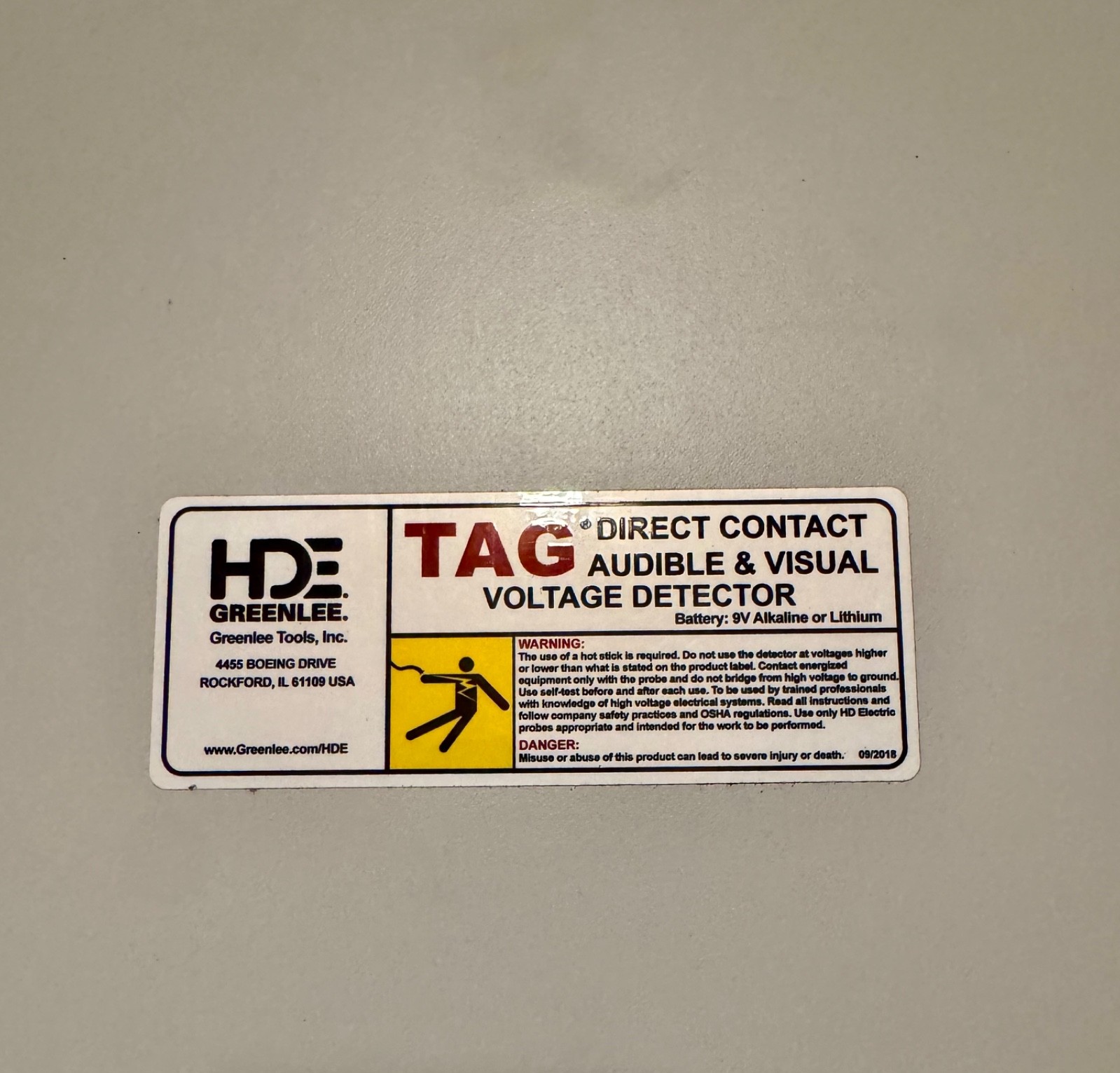 Tag Direct Contact Audible and Visual Voltage Detecter HDE GreenLee