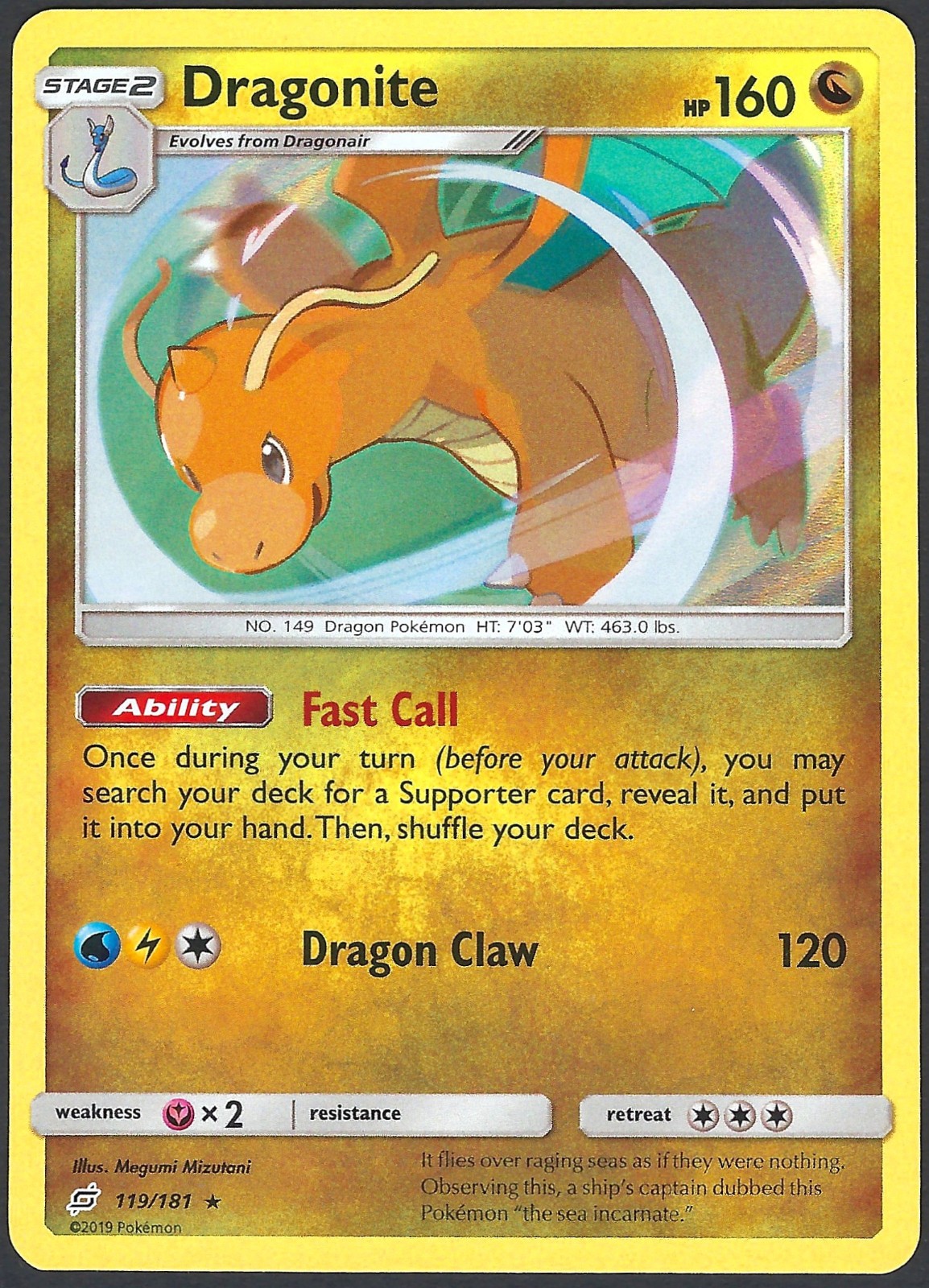 Dragonite 119/181 Sun & Moon Team Up Holo NM Dragonite 119/181 Sun & Moon Team Up Holo NM