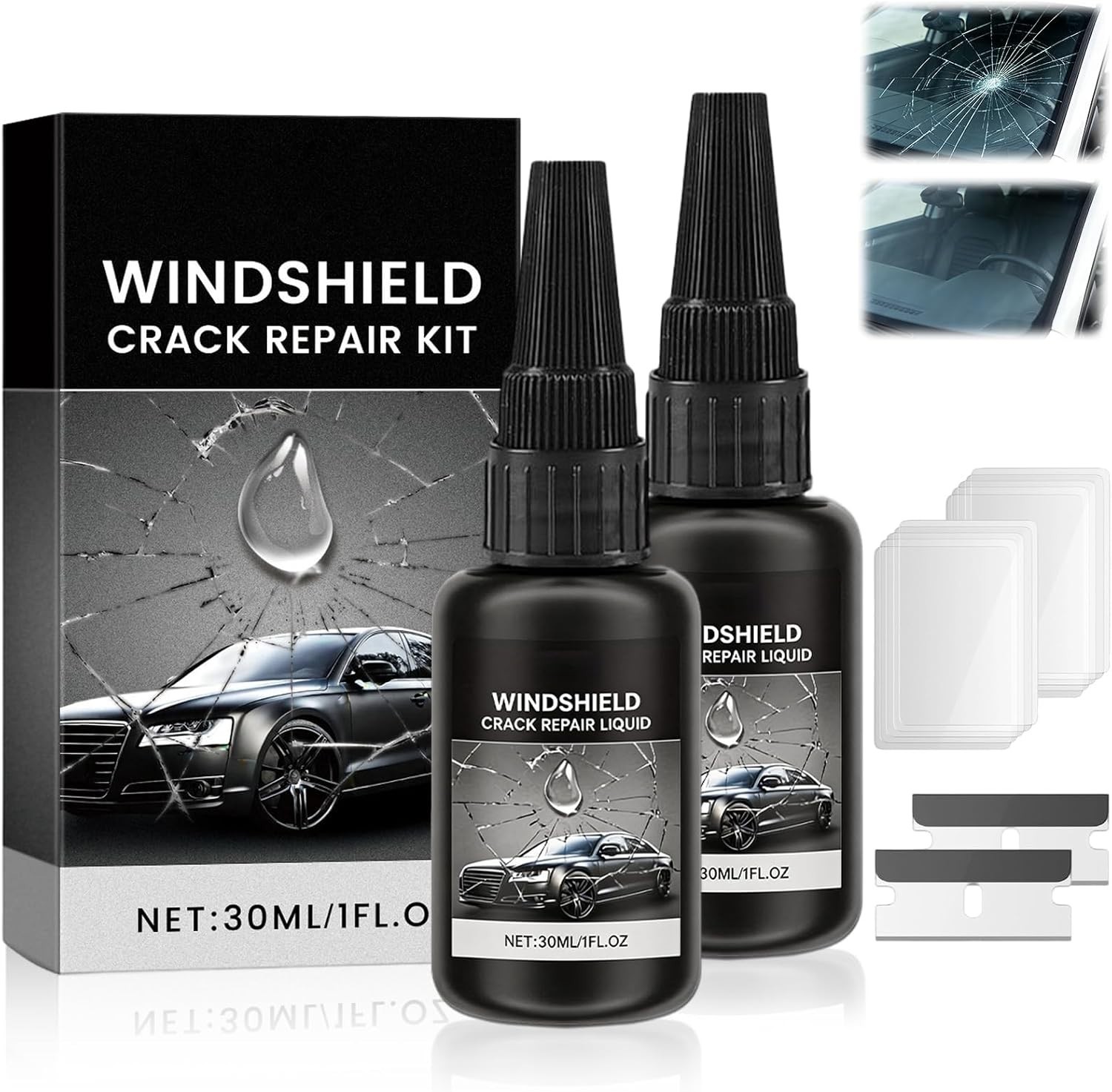 2PCS Windshield Crack Repair Kit - Quick Fix - 30ml Glass Repair - Formula