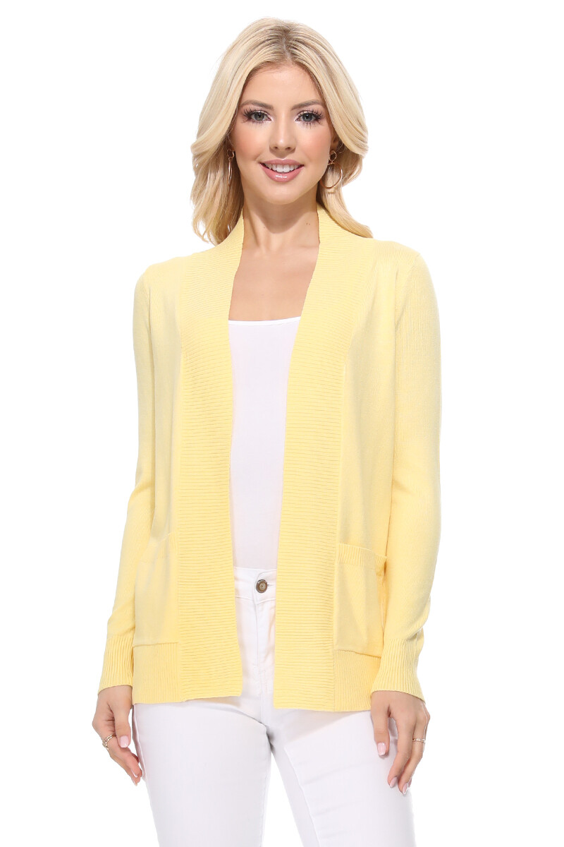 Yemak Women\'s Long Sleeve Open Front Knit Sweater Cardigan Shrug with Pocket