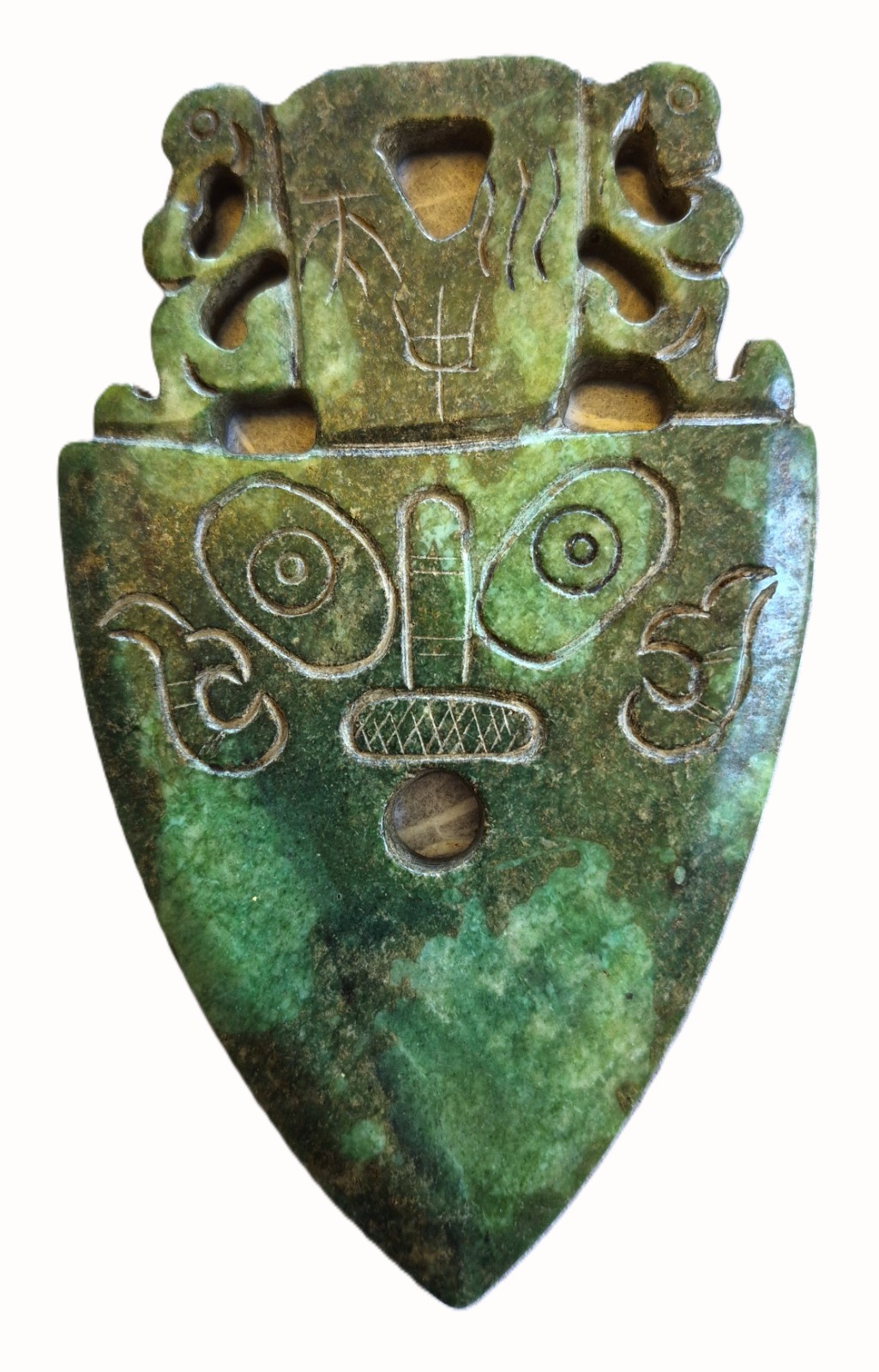 Chinese Carved Jade Double Dragon Inscription Ax Amulet Statue Chinese Carved Jade Double Dragon Inscription Ax Amulet Statue