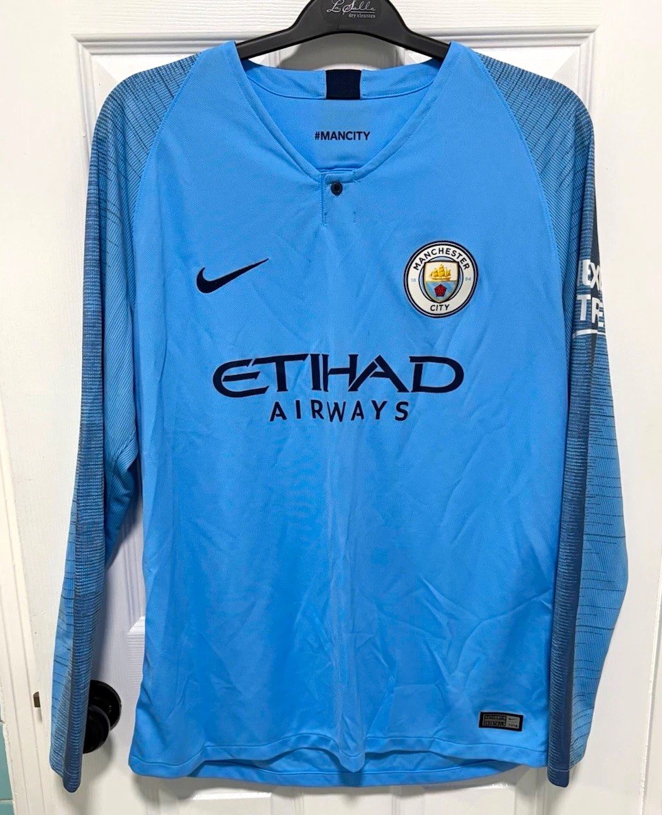 Rare Authentic Nike Manchester City Jersey XL Blue Long Sleeve Etihad Airways Rare Authentic Nike Manchester City Jersey XL Blue Long Sleeve Etihad Airways