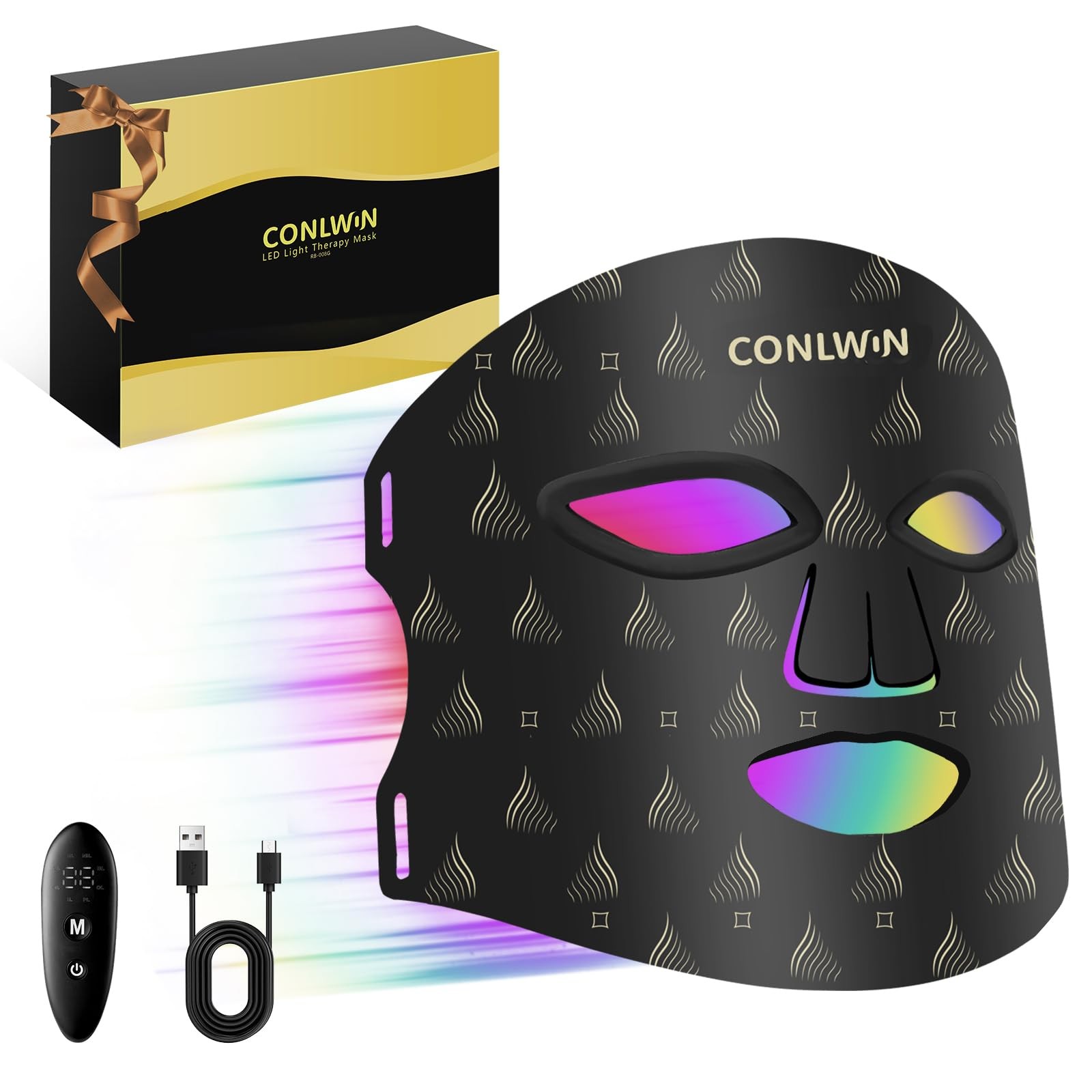 CONLWIN Red Light Therapy Mask Face, 8 Modes Ultra Lightweight Red Light Mask