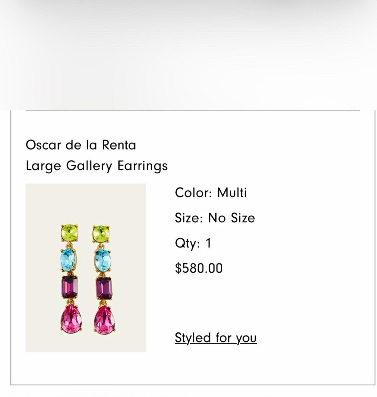 Oscar de la Renta Large Gallery Earrings Multi Crystal Drop Dangle NWT Oscar de la Renta Large Gallery Earrings Multi Crystal Drop Dangle NWT