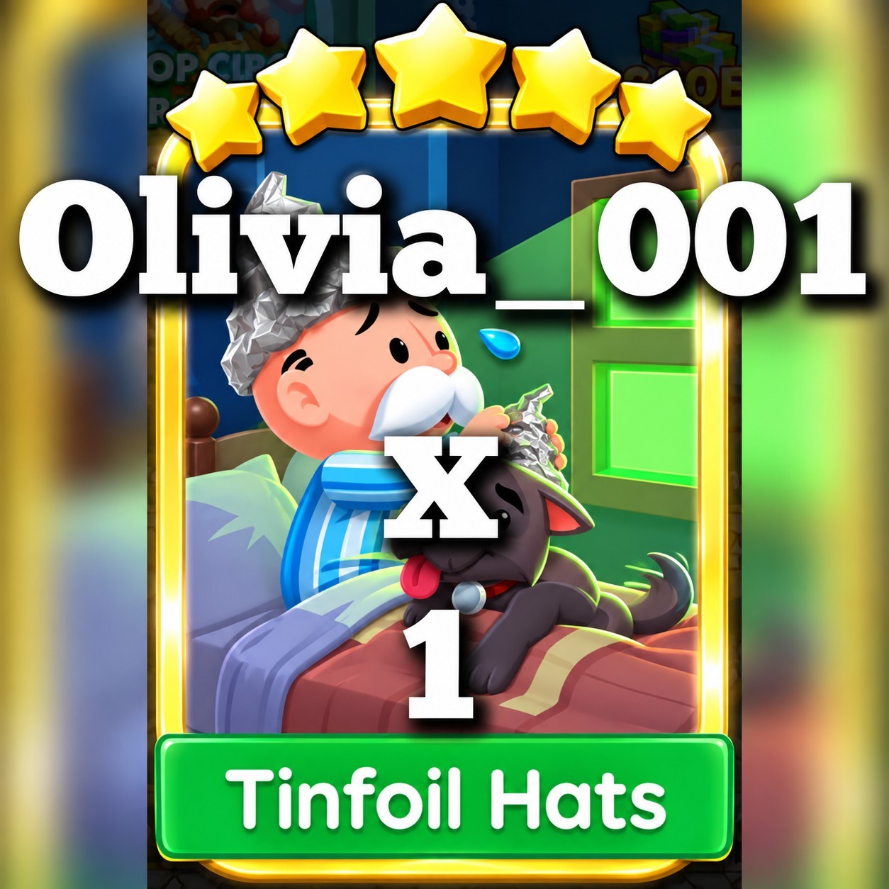 1 x Tinfoil Hats ⭐⭐⭐⭐⭐ Set 19 :- Mono_Poly_Go Golden Blitz Stickers :- Fastest