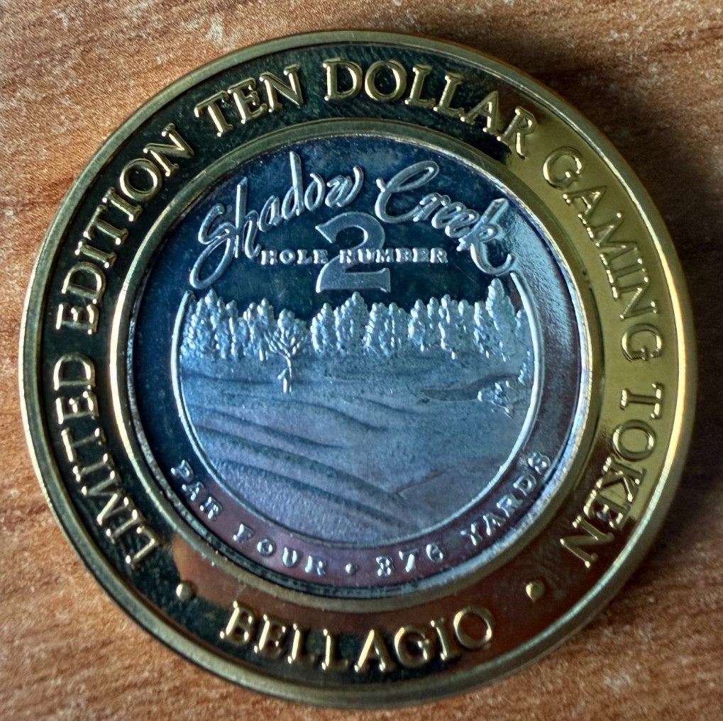 Bellagio .999 Fine Silver Ten Dollar Gaming Token - Shadow Creek Hole #2