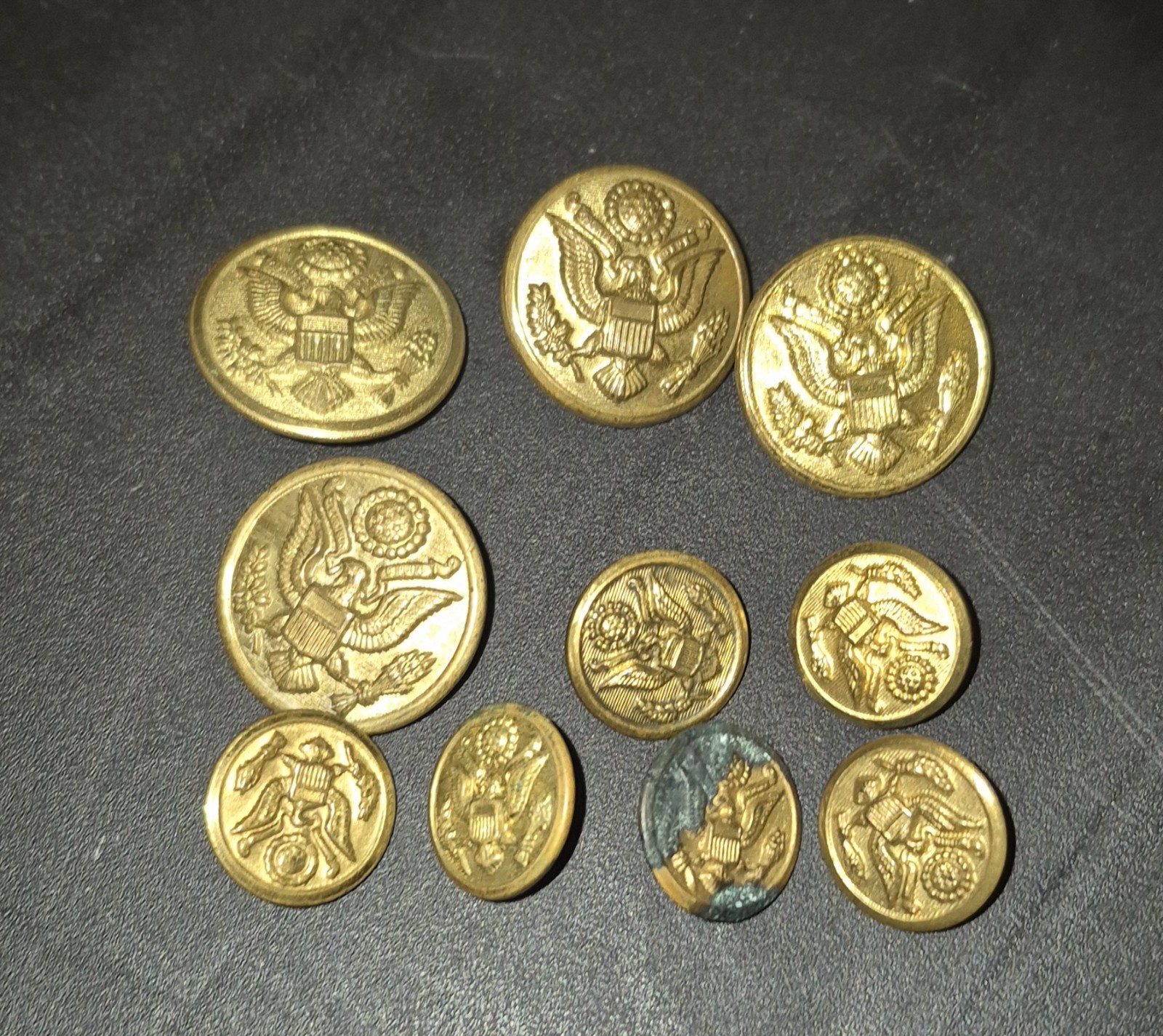 10 Antique US Army Buttons Indian Wars Era c. 1875–1884 (TM1978)