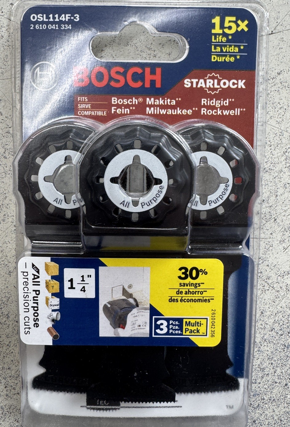 Bosch OSL114F-3 Starlock Bi-Metal Plunge Cut Blade 1-1/4 in. 3 Pack Bosch OSL114F-3 Starlock Bi-Metal Plunge Cut Blade 1-1/4 in. 3 Pack