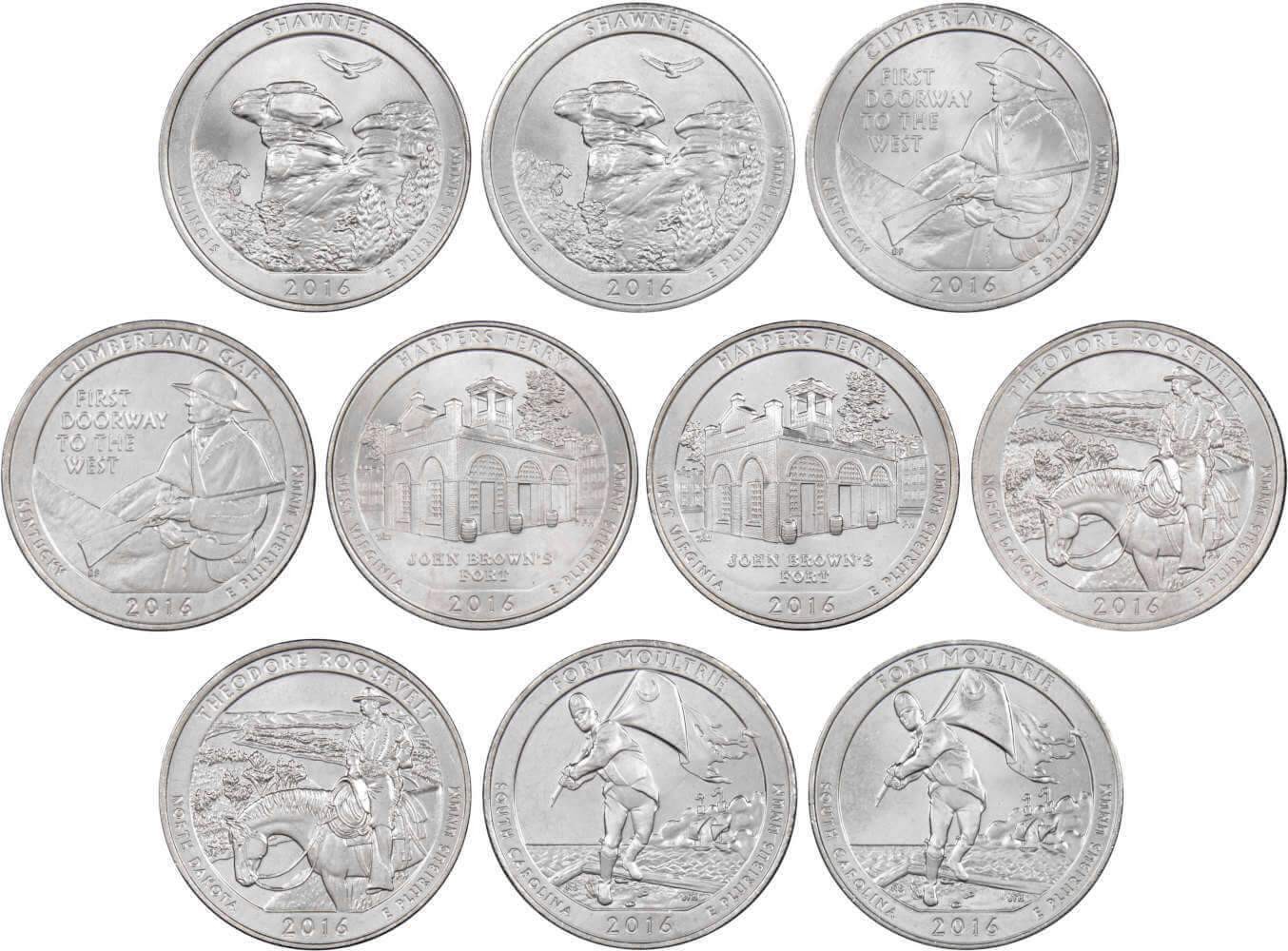 2016 P&D Quarter 10 Coin Set Clad Uncirculated Mint State