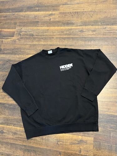 HIDDEN NY, men\'s 100% cotton crewneck sweatshirt, black, LARGE, New w/defect HIDDEN NY, men\'s 100% cotton crewneck sweatshirt, black, LARGE, New w/defect