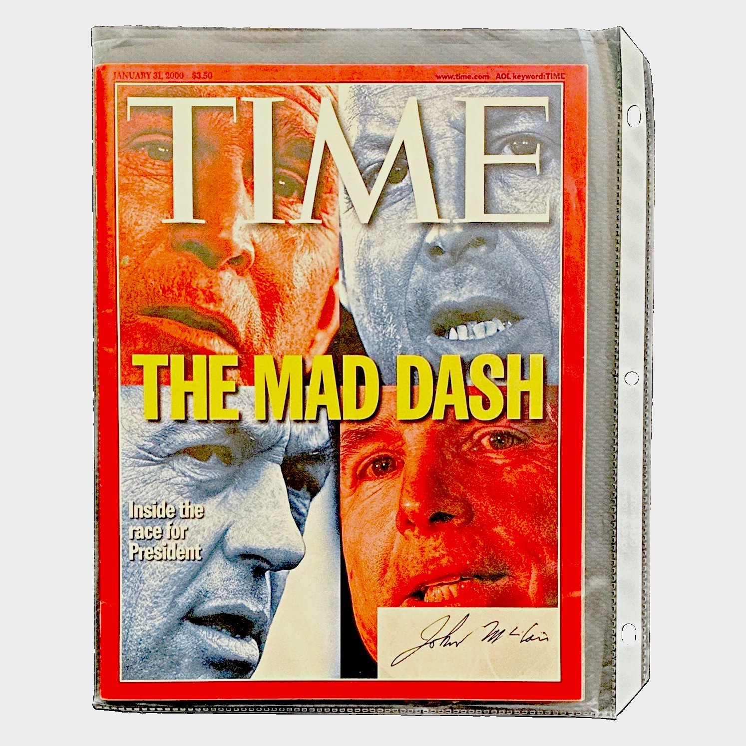 Authentic signed John McCain Signed TIME Magazine 2000 The Mad Dash Politics Authentic signed John McCain Signed TIME Magazine 2000 The Mad Dash Politics