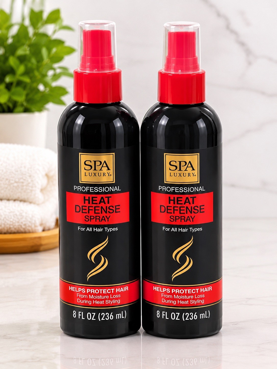 SPA Luxury Professional Heat Defense Spray – Hair from Heat Styling, 8 fl,  2 PK