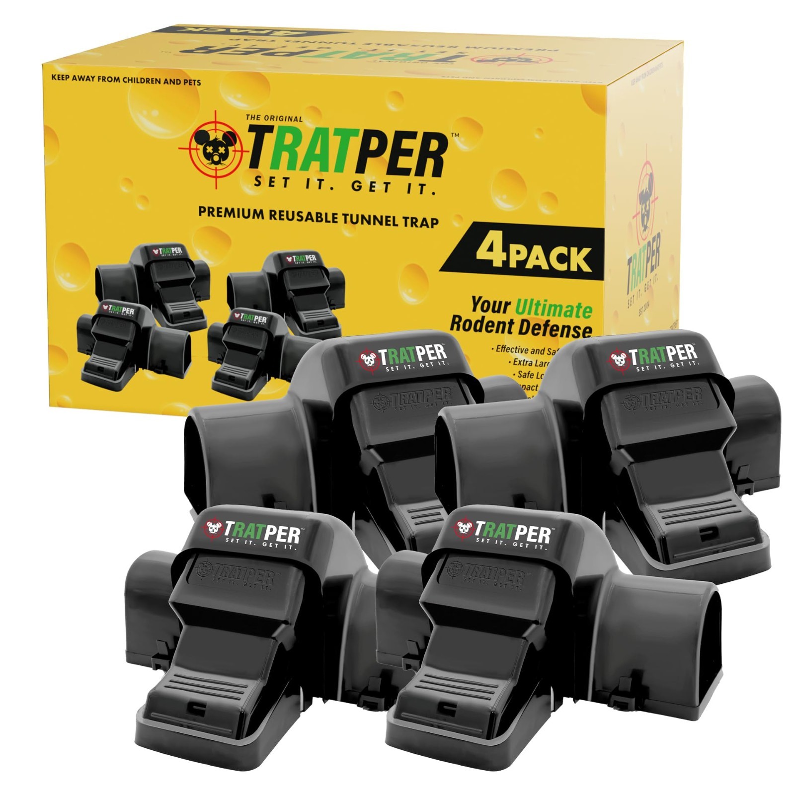 Pack Covered Rat & Chipmunk Snap Traps Dual Entry Reusable ABS Indoor Outdoor