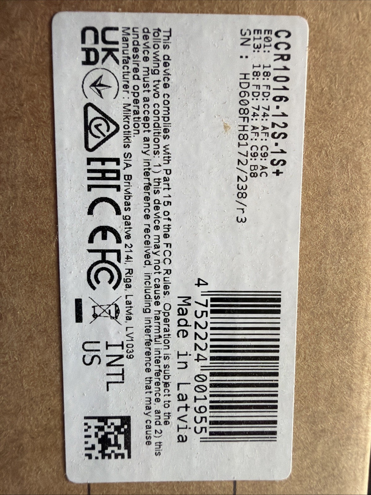 Mikrotik CCR-1016-12S-1S+ Mikrotik CCR-1016-12S-1S+