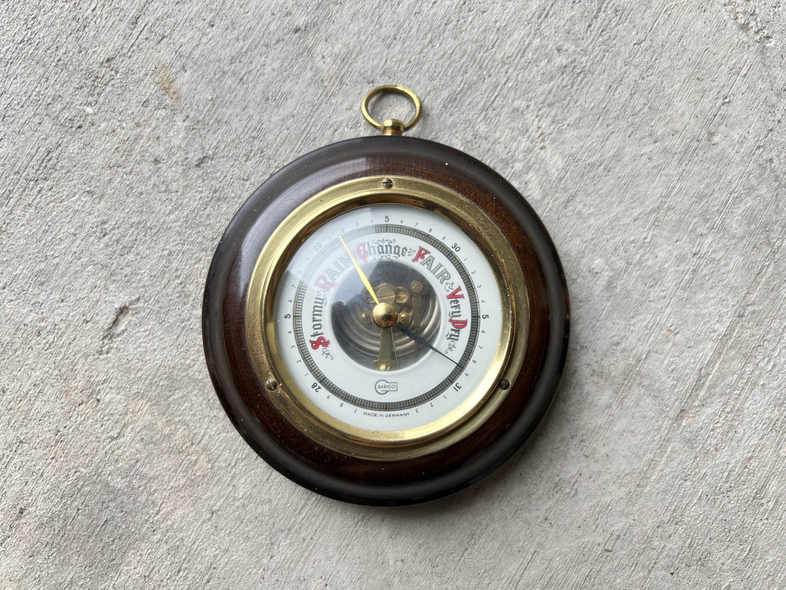 Vintage Barigo Aneroid Wall Barometer German Wood Brass Open Gear Weather Vintage Barigo Aneroid Wall Barometer German Wood Brass Open Gear Weather
