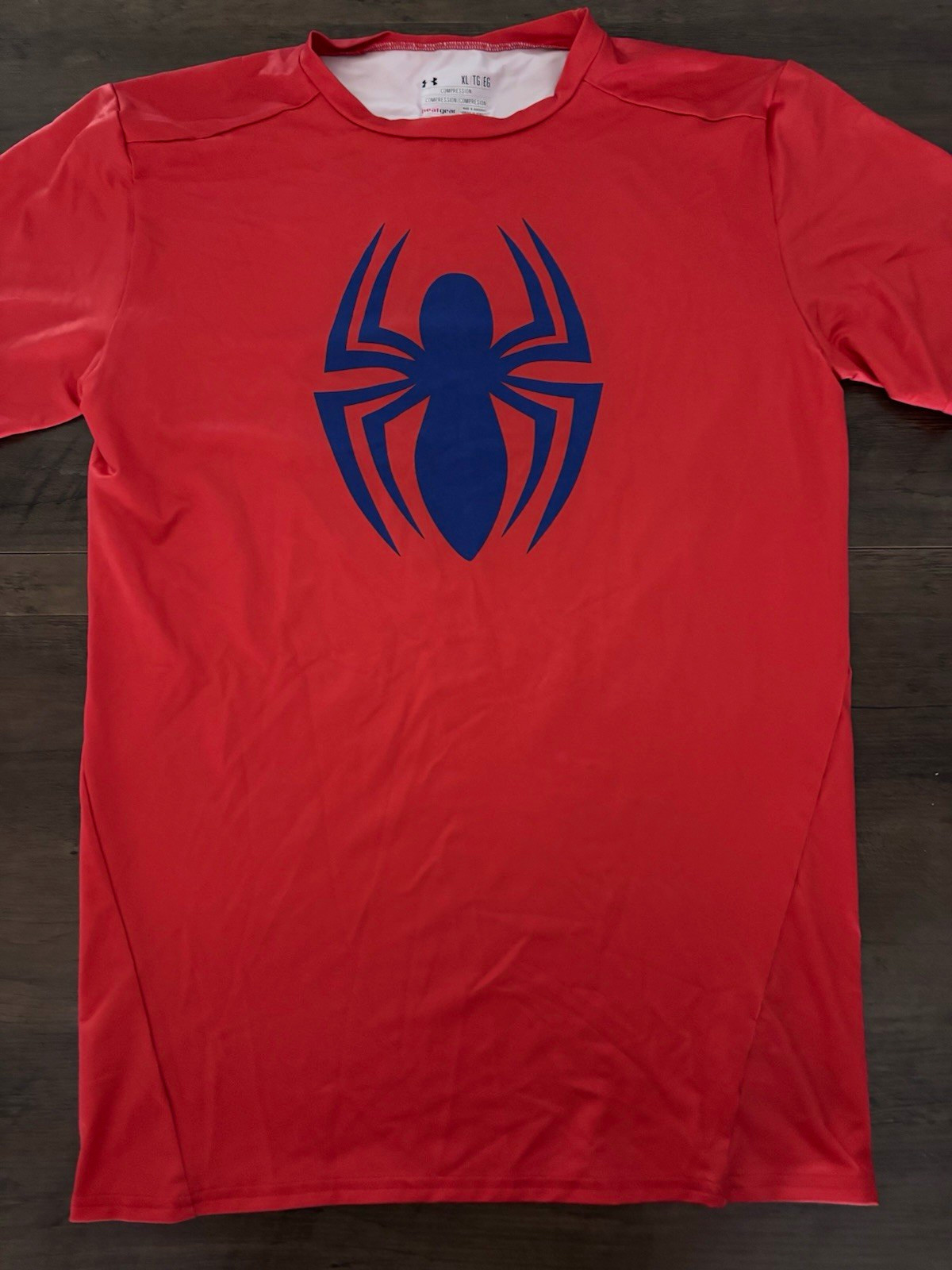 Under Armour HeatGear Compression Marvel Spider-Man T-Shirt Crew SS Red/Blue XL