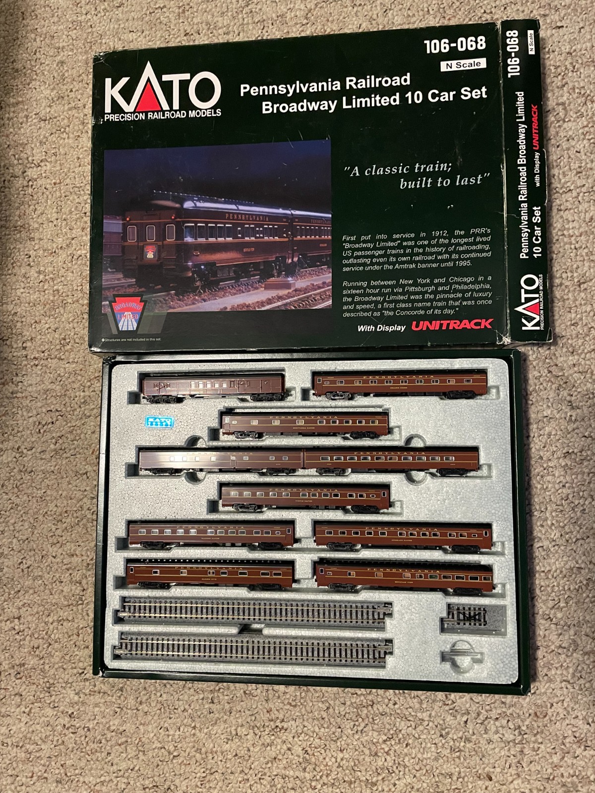 Kato N Scale Broadway Limited 10 car set plus 4 Locomotives and additional cars
