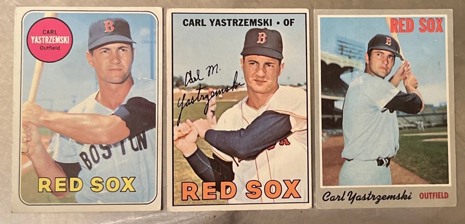 1967, 1968, 1969 Topps - Carl Yastrzemski #355 #130 #10 baseball cards 1967, 1968, 1969 Topps - Carl Yastrzemski #355 #130 #10 baseball cards