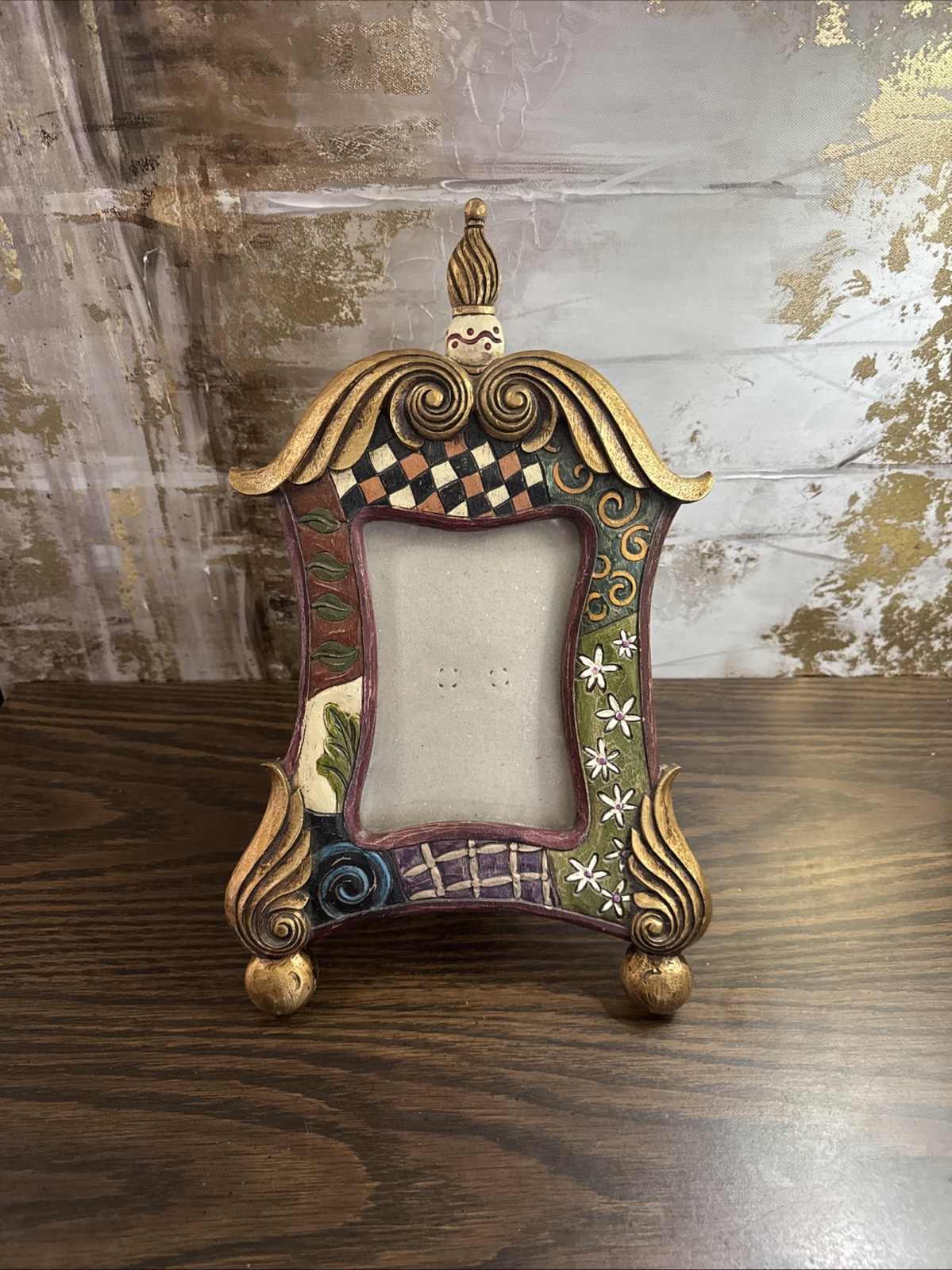 Whimsical Alice Wonderland Magical Footed Picture Frame Fairy Ornate Unique 14” Whimsical Alice Wonderland Magical Footed Picture Frame Fairy Ornate Unique 14”