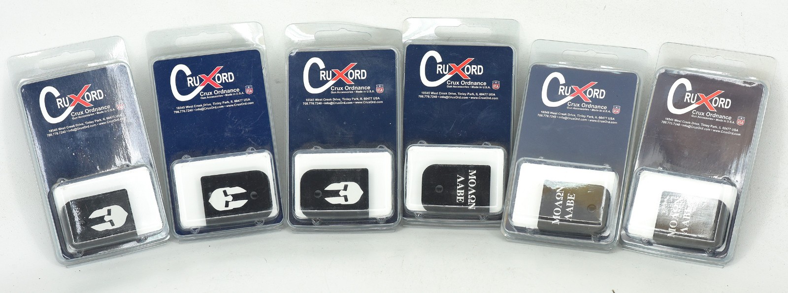 LOT 6x Crux Ordnance Molon Labe Spartan Glock Pistol Magazine Base Plates
