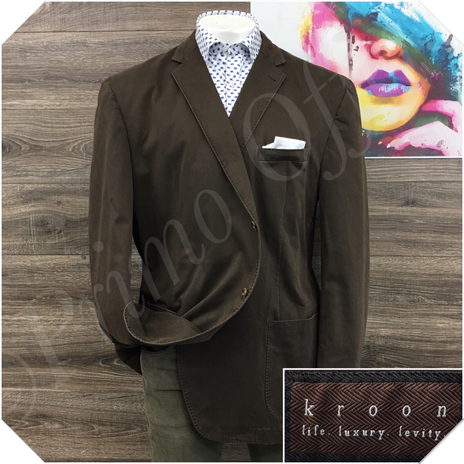 KROON Mens Blazer Sport Coat Casual Jacket Size 2XLT 50 X-Long Brown Cotton Suit