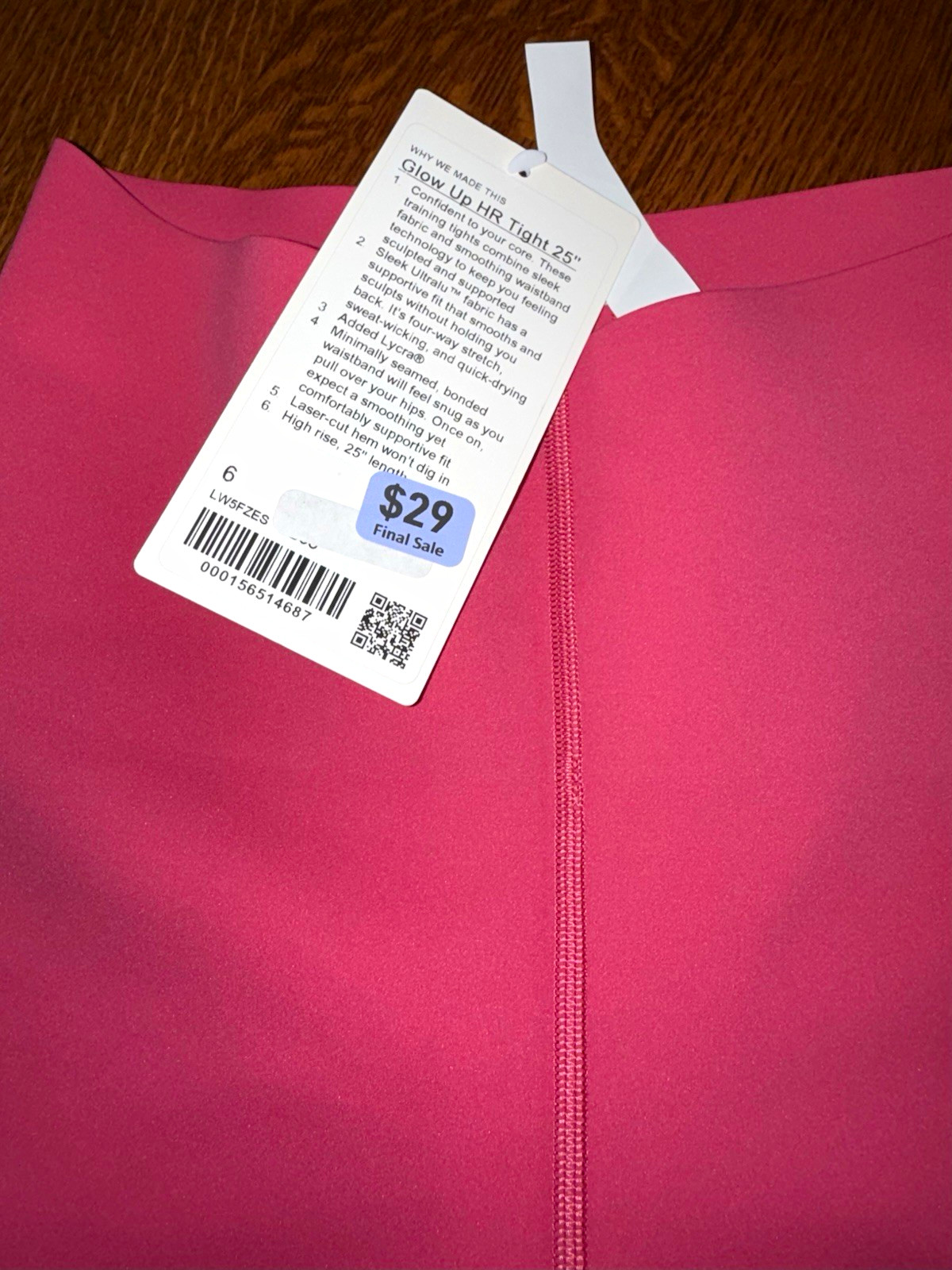 lululemon Glow Up HR Tight 25 High Rise Ankle Yoga Leggings Pink Size 6