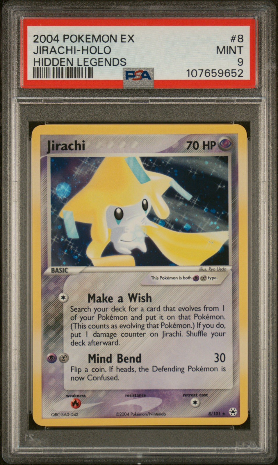 2004 Pokemon Jirachi EX Hidden Legends 8/101 Holo Rare PSA 9 Mint VINTAGE 2004 Pokemon Jirachi EX Hidden Legends 8/101 Holo Rare PSA 9 Mint VINTAGE
