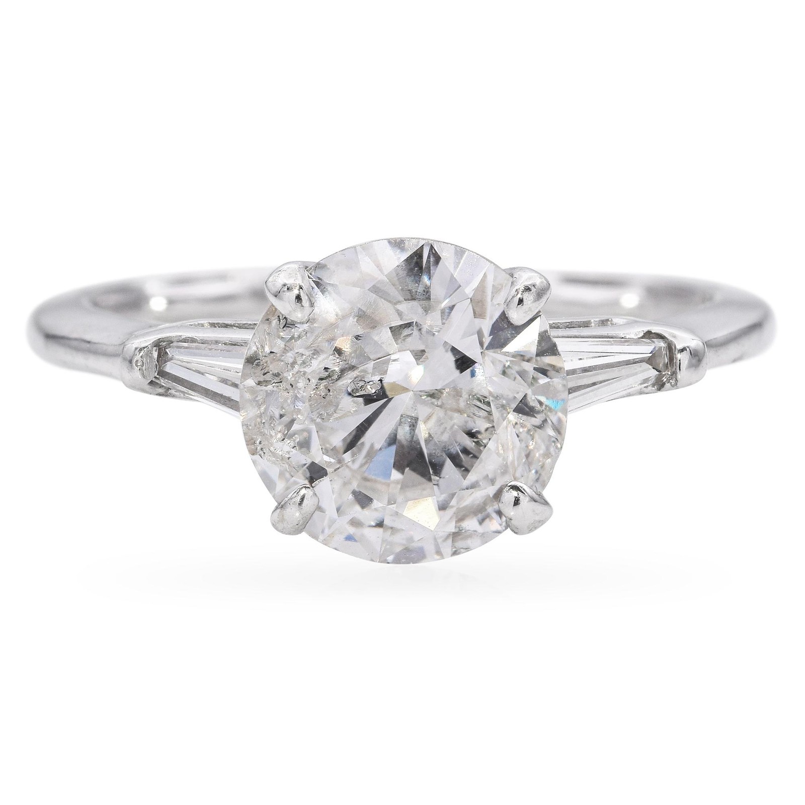 Vintage 2.2ct Round Brilliant Diamond White Gold Engagement Ring