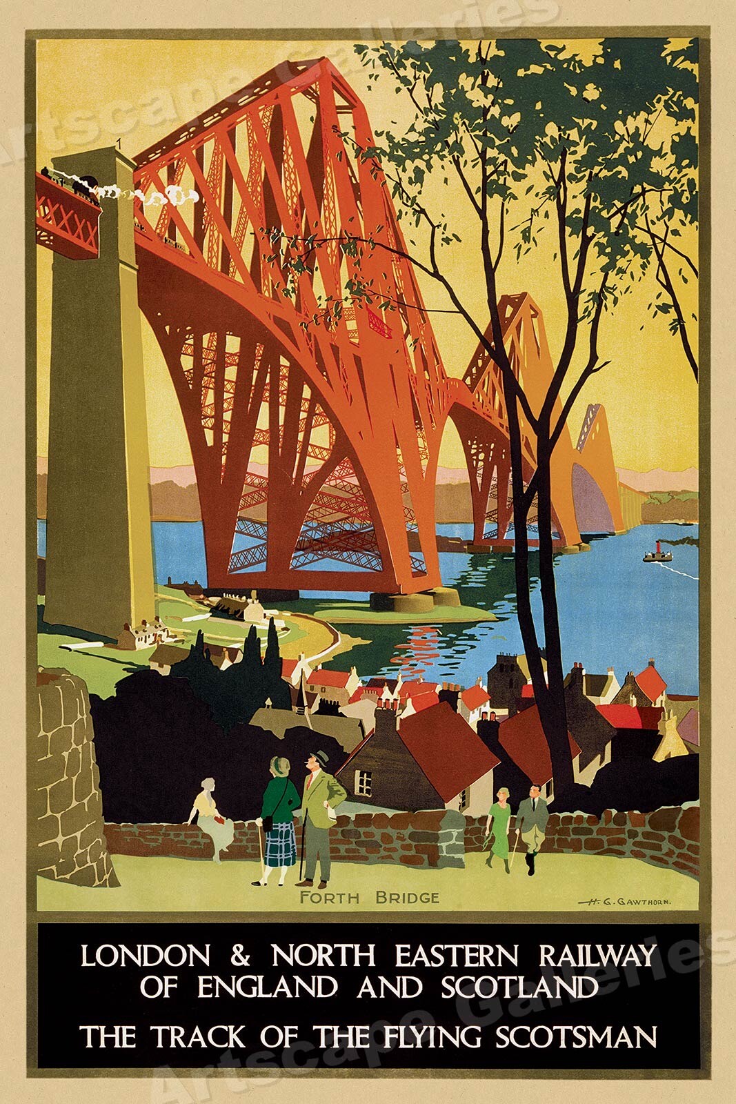 London Railway British Classic 1920s Vintage Travel Poster Forth Bridge - 16x24