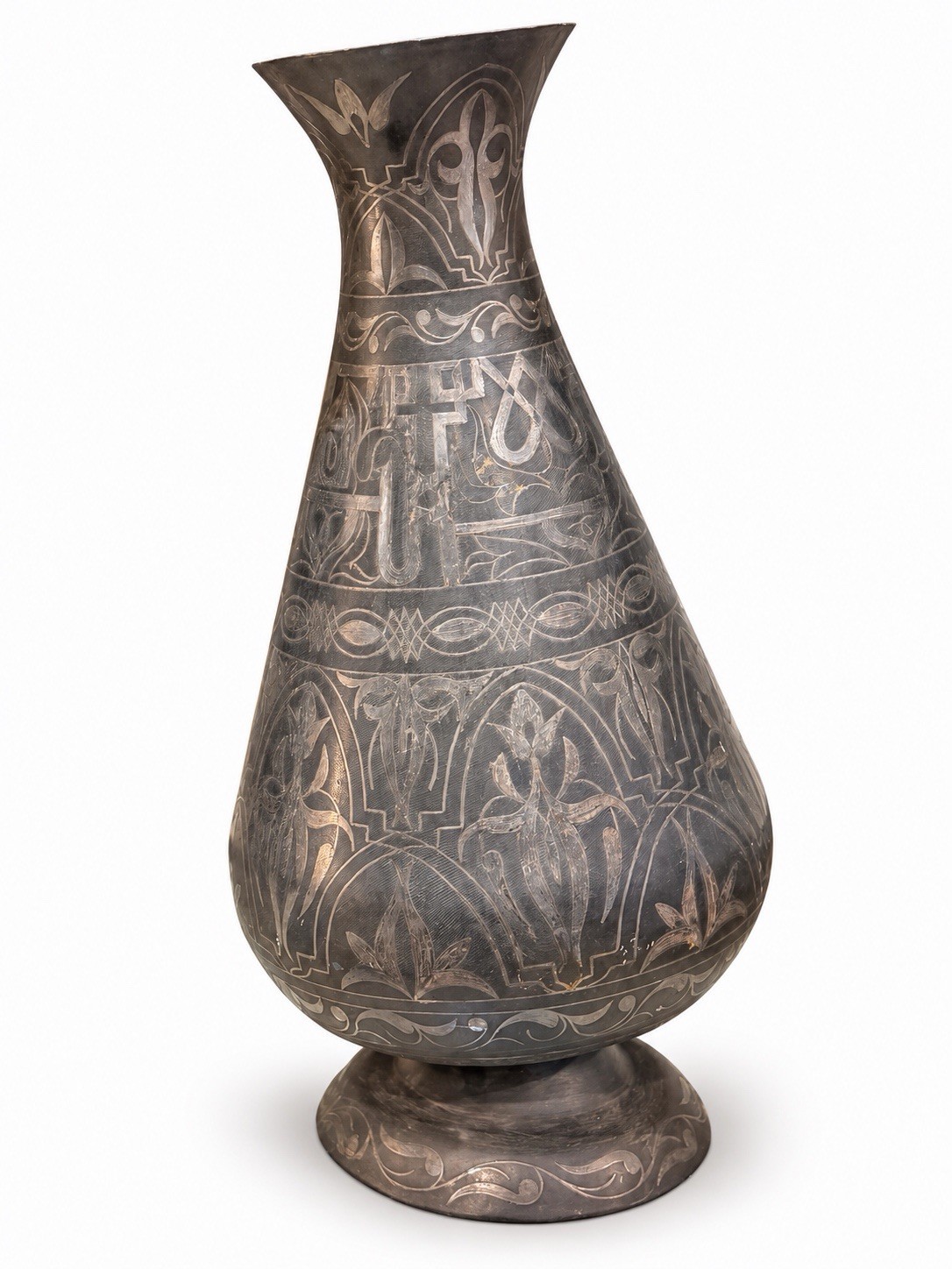 Antique 19thC Indo Persian Koftgari Steel Vase 15