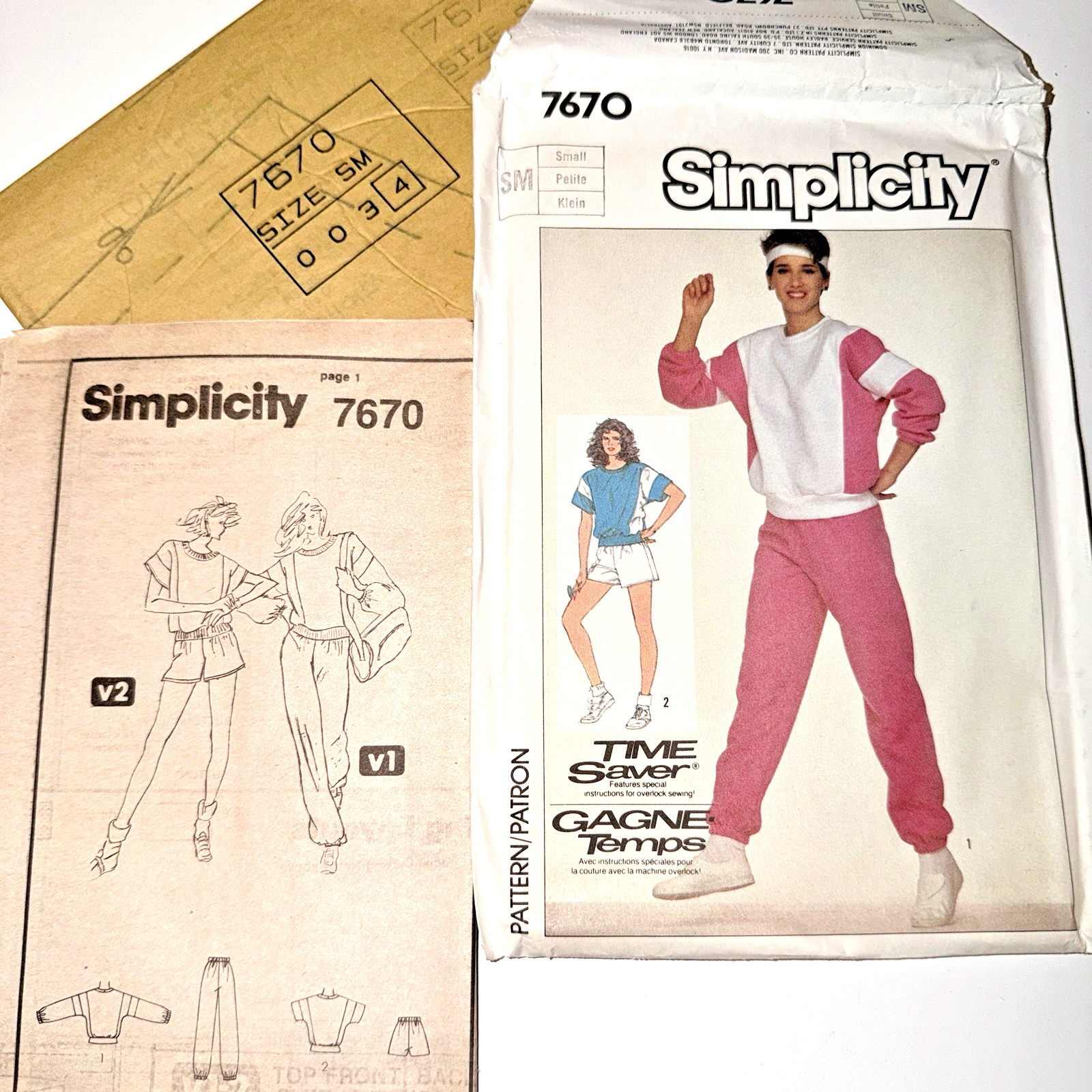 Vtg NEW Simplicity 7670 Pattern Sz S Time Saver 80s Tracksuit Sewing Aerobics FF