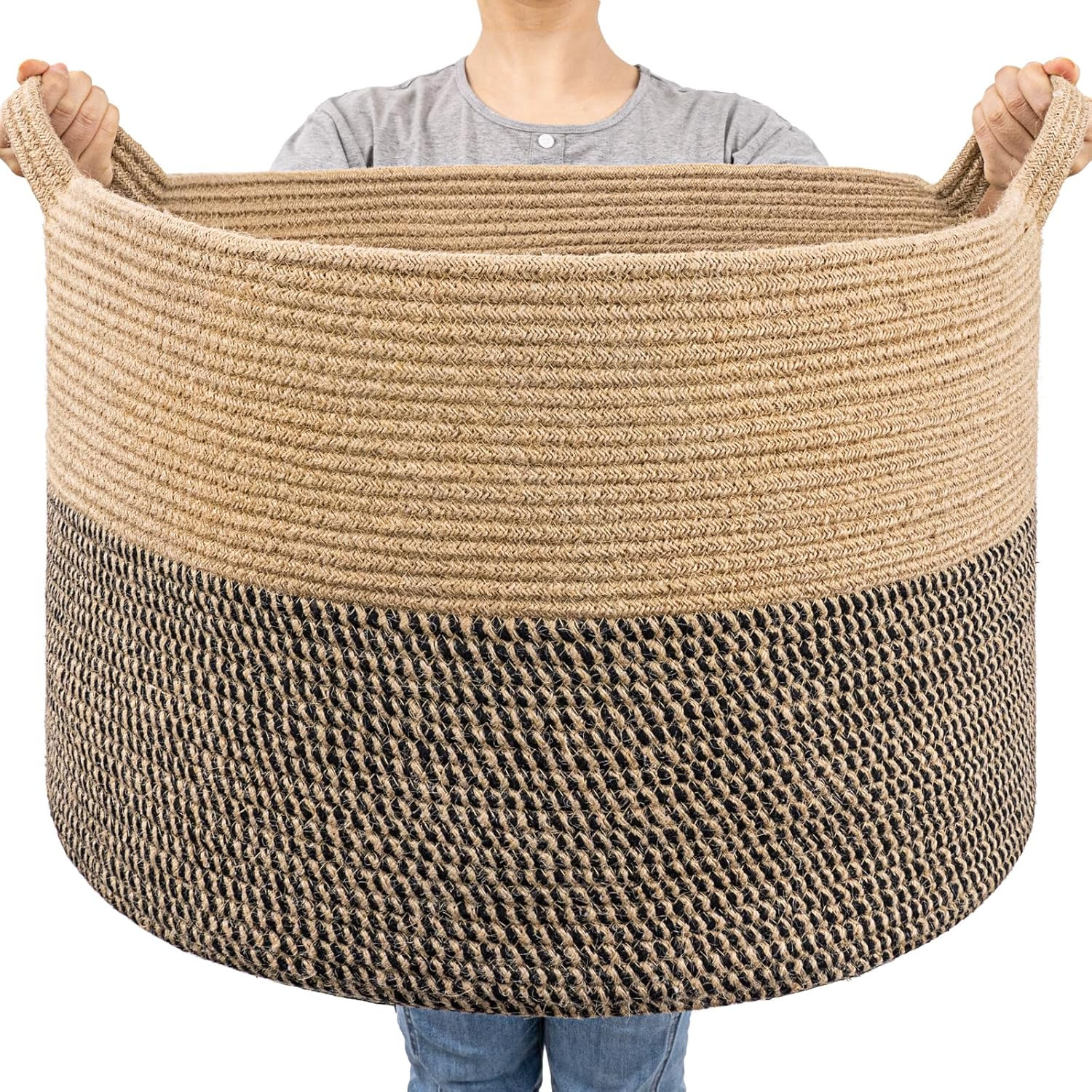 Large Wicker Basket for Blankets, Baby Toy Storage Basket, 85L