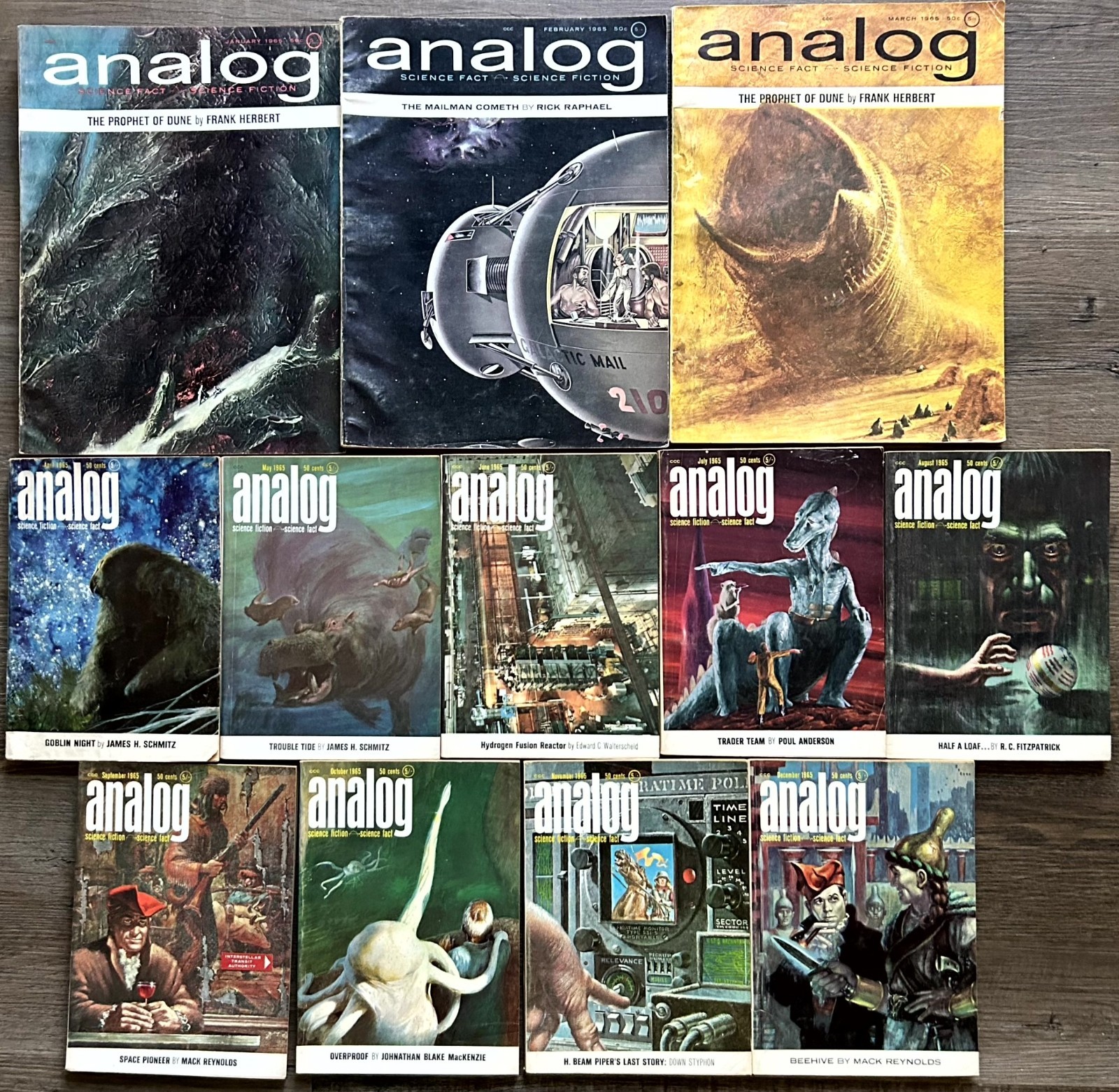 1965 Analog Science Fiction Complete Year 12 Issues Frank Herbert Prophet Dune