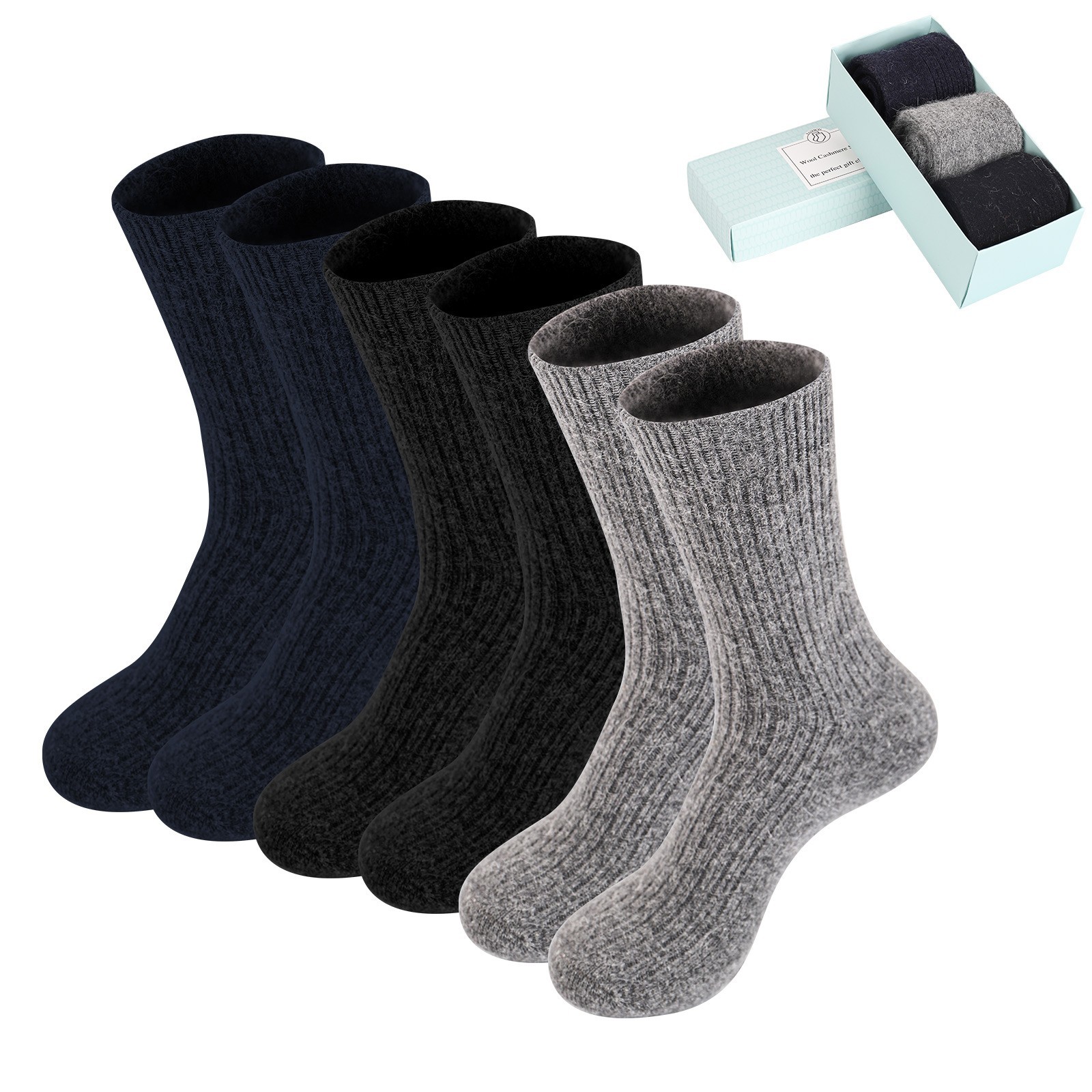 3Pairs New Men Wool Cashmere Comfortable Thick Soft Warm Socks Winter Gifts