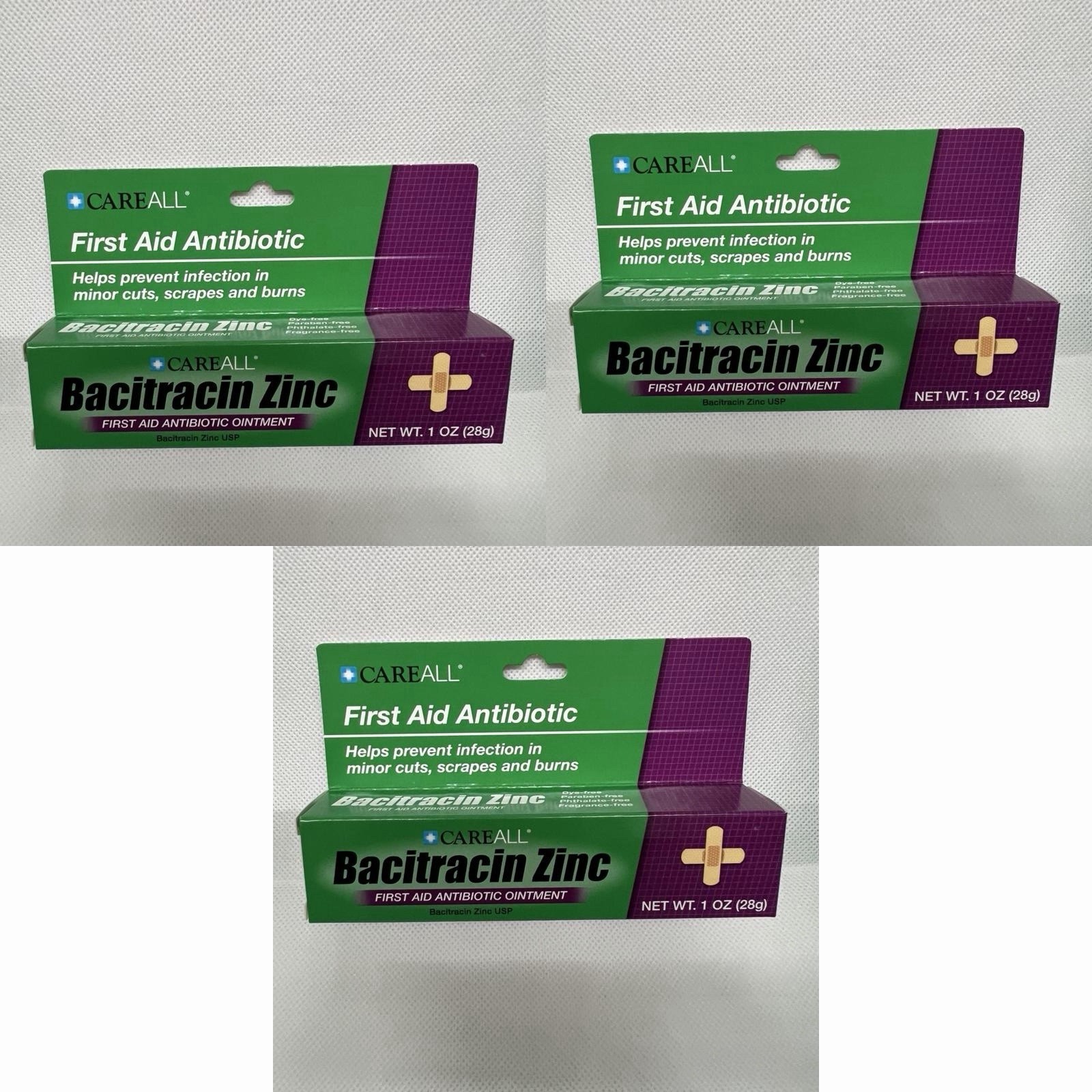 CareAll Bacitracin Zinc Pomada Antibiótica 1 oz – Primeros Auxilios Pack 3
