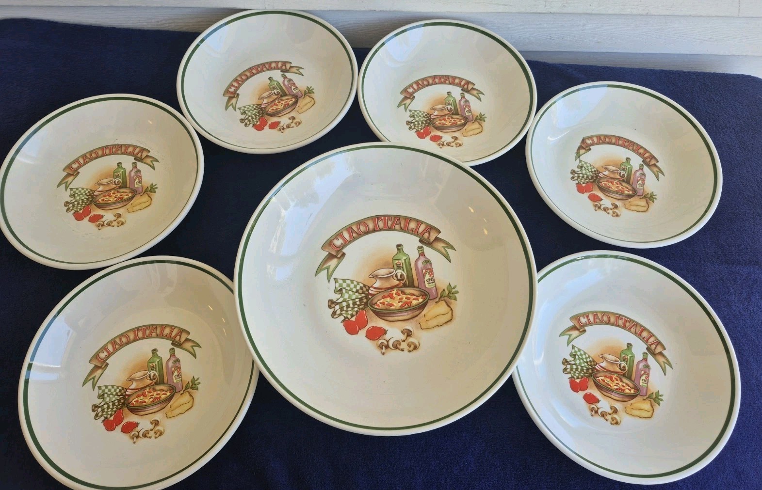 VINTAGE CIAO ITALIA MADE IN ITALY PASTA DINNER PLATE BOWLS WITH SERVING PLATE... VINTAGE CIAO ITALIA MADE IN ITALY PASTA DINNER PLATE BOWLS WITH SERVING PLATE...