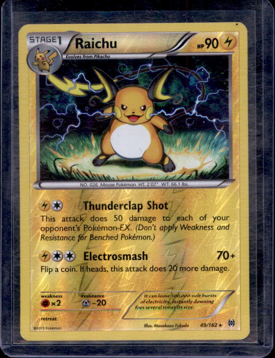 Raichu 49/162 Rare BREAKthrough Pokemon Reverse Holo Near Mint