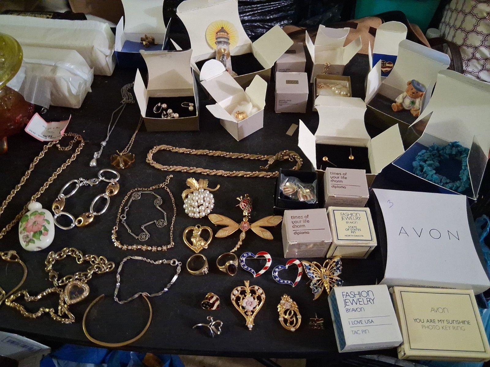 Vintage Large Lot Avon Pins Necklaces Bracelets Earrings Rings  jewelry Lot