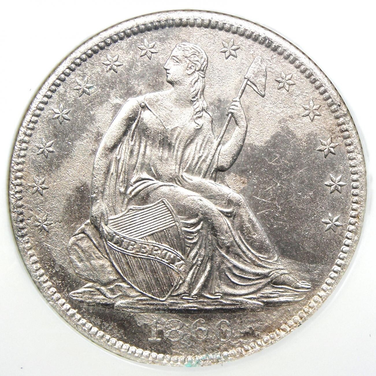 1860-O Seated Liberty Half Dollar 50C. NGC SS Republic Shipwreck - AU UNC Detail