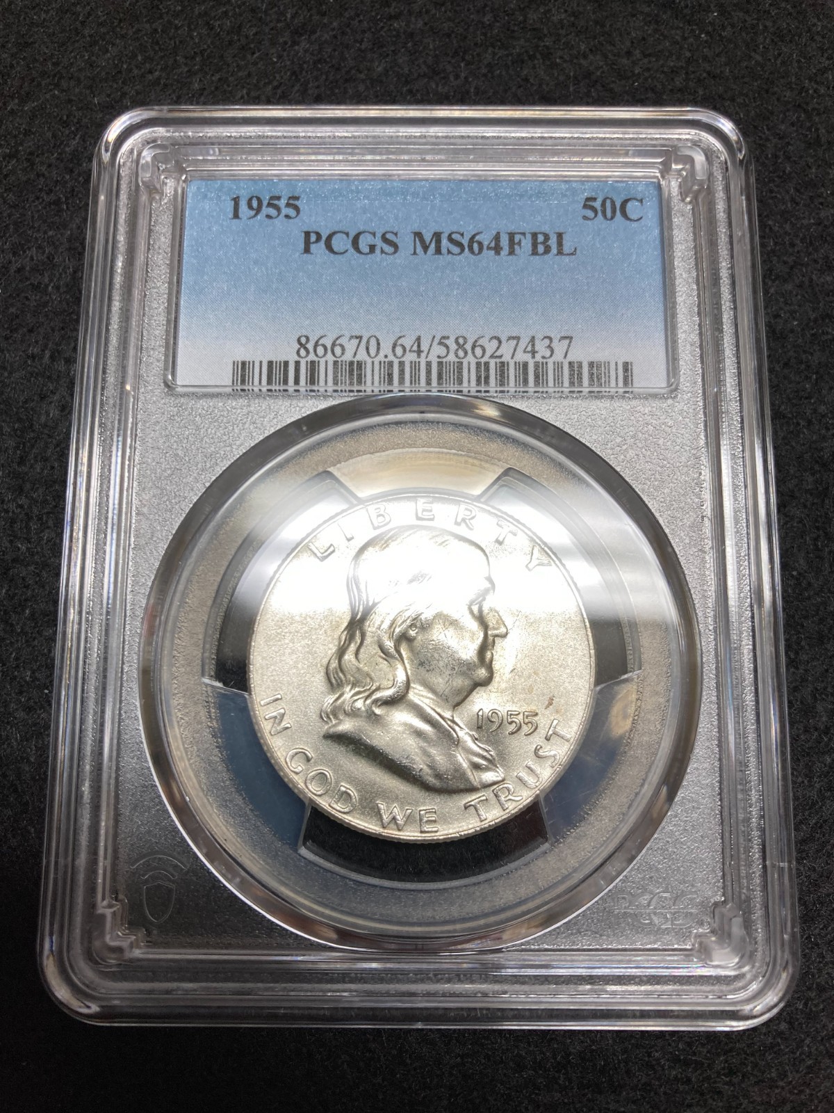 1955-P PCGS MS64 FBL Franklin Half | Blast White Surfaces | Strong Flashy Luster