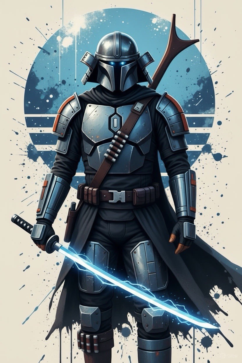 Samurai Mandalorian Boba Fett Star Wars 24X36 Wall Poster Print -Unframed