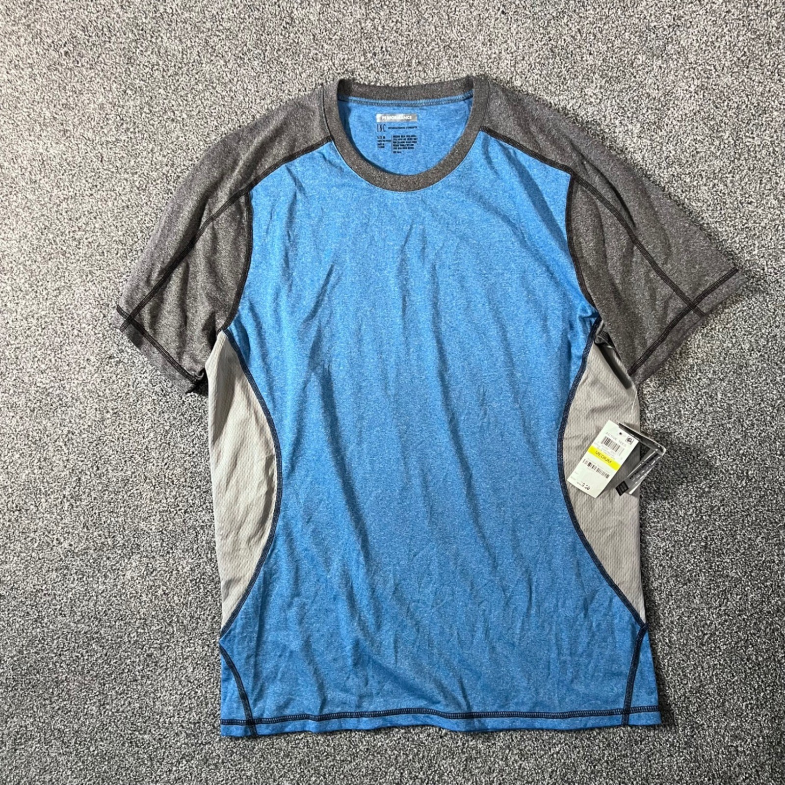 INC International Concepts Performance Active Tee Blue Crest Heather Mens Medium
