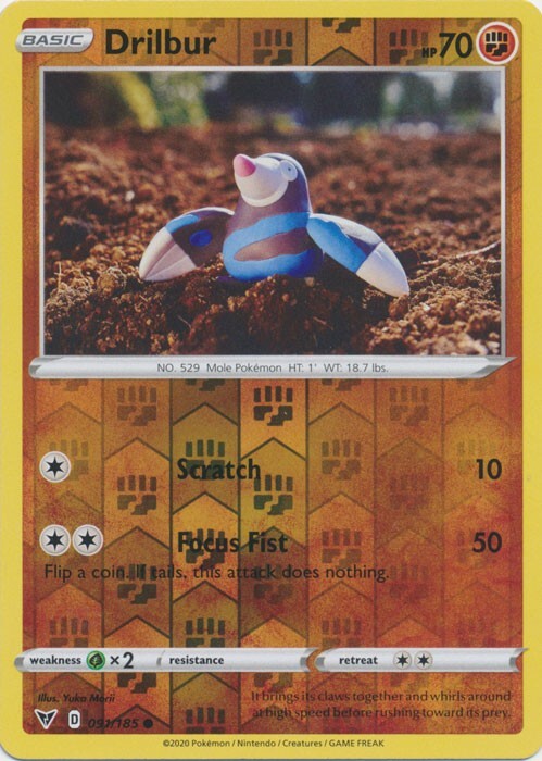 Reverse Holo Drilbur 091/185 Vivid Voltage Common Pokemon TCG