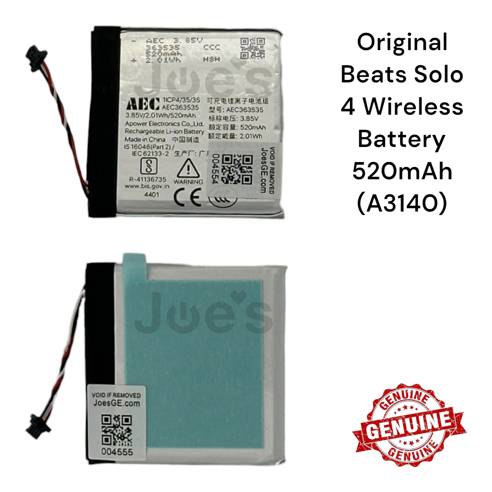 NEW OEM Genuine Beats Solo 4 Wireless Battery 520mAh AEC363535 Replacement Parts