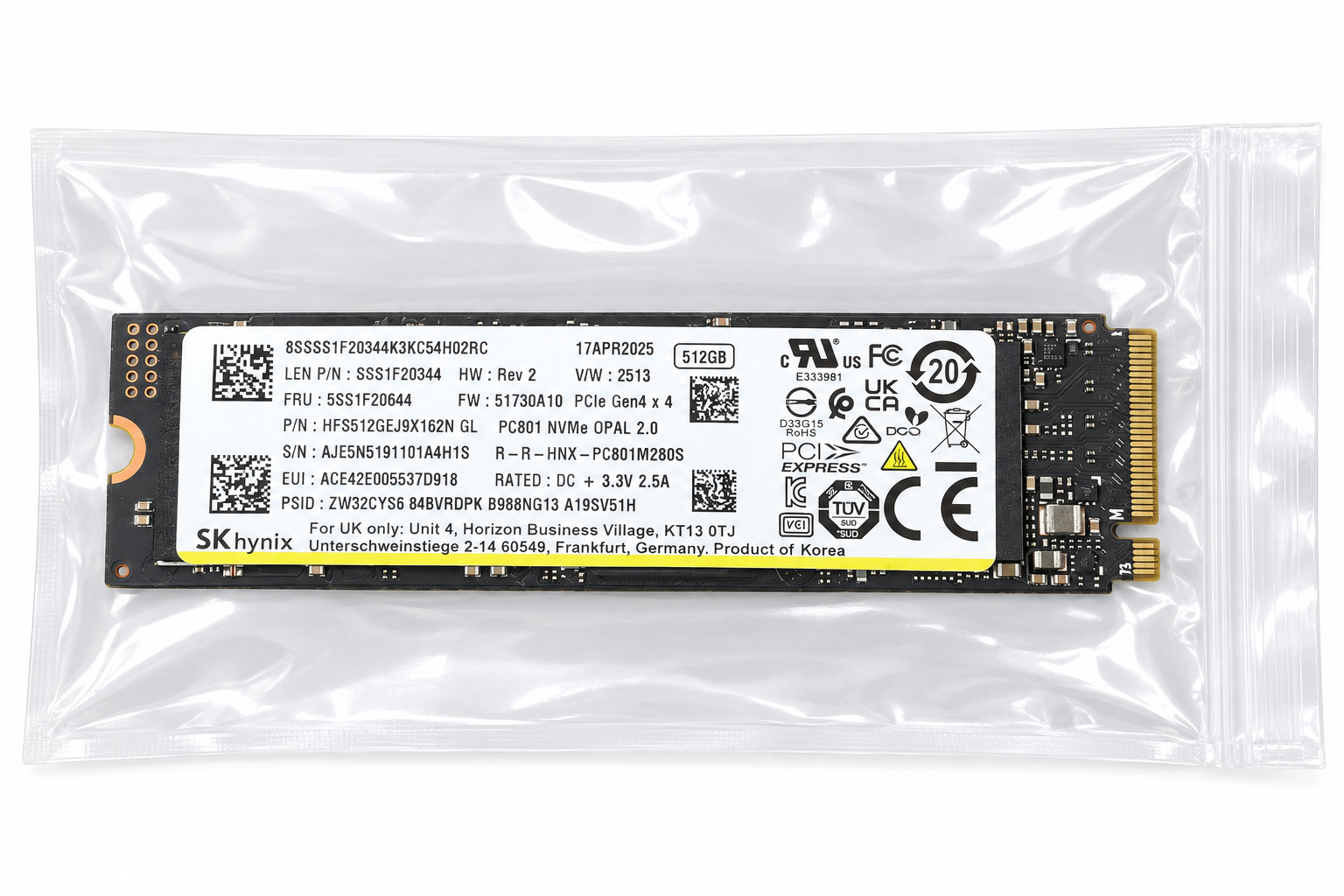 NEW SK Hynix M.2 NVMe 512GB 2280 PCIe Gen 4 SSD | 5,000 MB/s| 5ss1f20644 NEW SK Hynix M.2 NVMe 512GB 2280 PCIe Gen 4 SSD | 5,000 MB/s| 5ss1f20644
